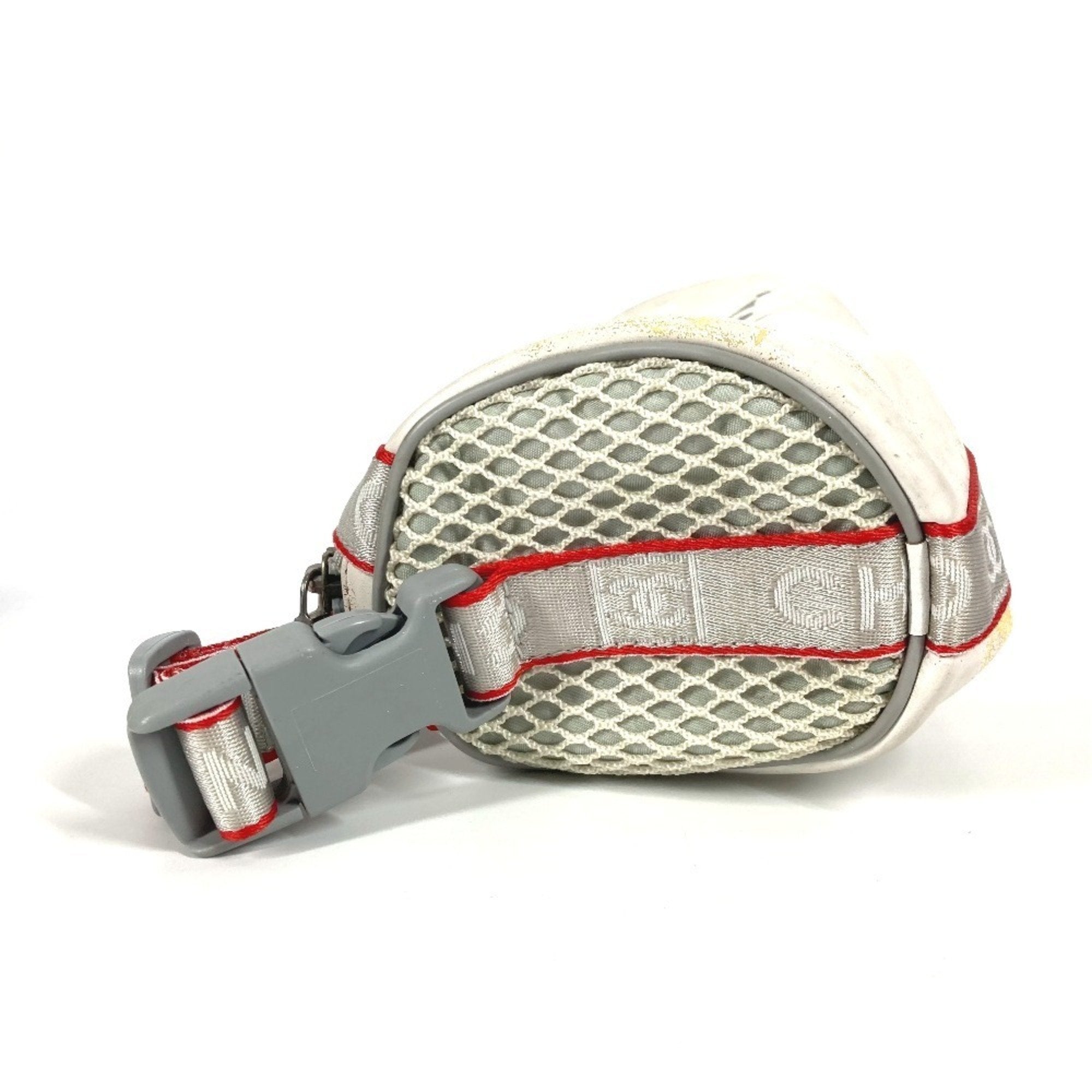 Chanel Red Color White Nylon Handbag Pouch Shoulder Bag (Pre-Owned)