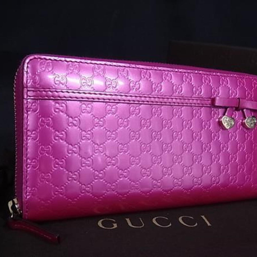 Gucci Pink Purple Patent Leather Long Wallet (Bi-Fold) (Pre-Owned)