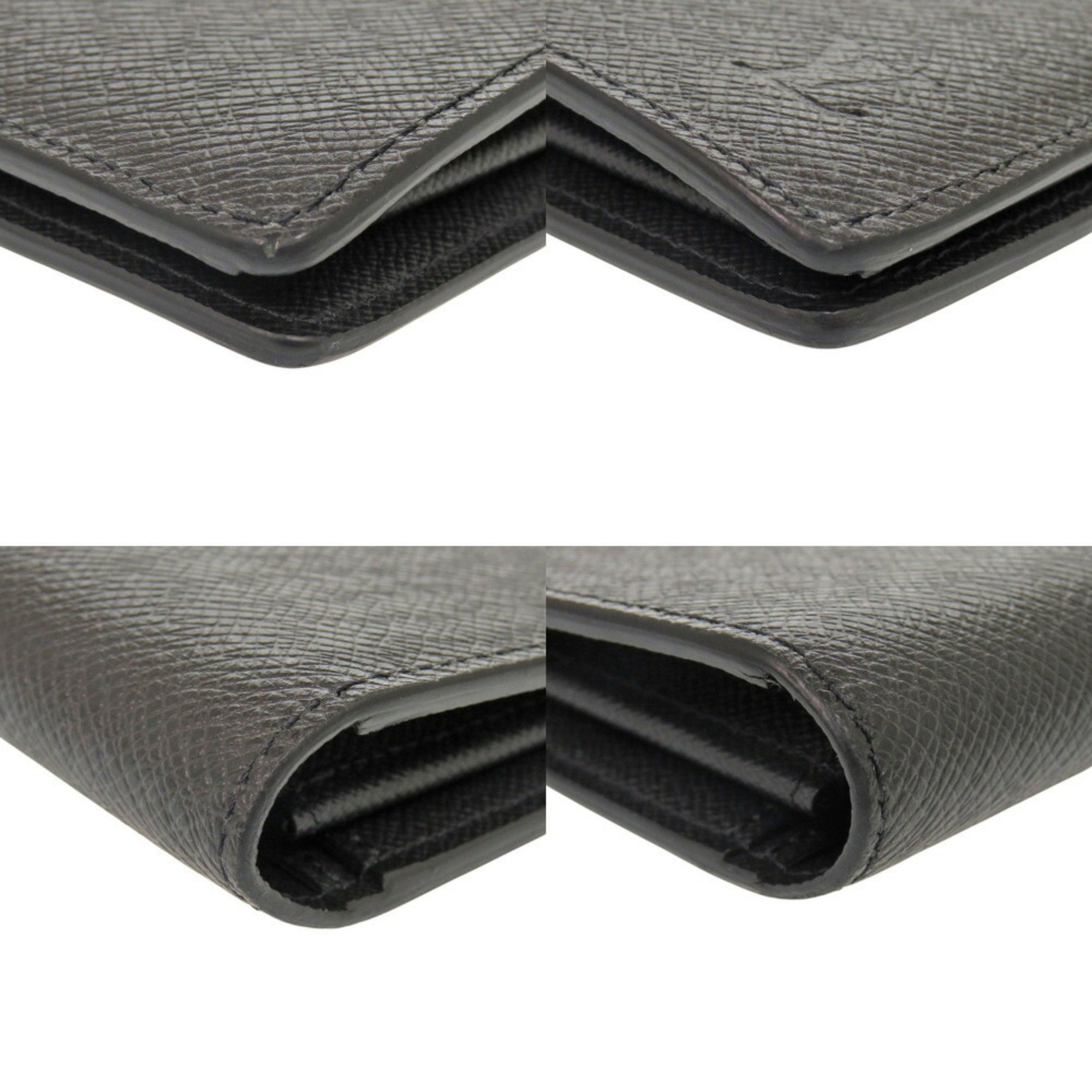 Louis Vuitton Noir Taiga Leather Long Wallet (Bi-Fold) (Pre-Owned)