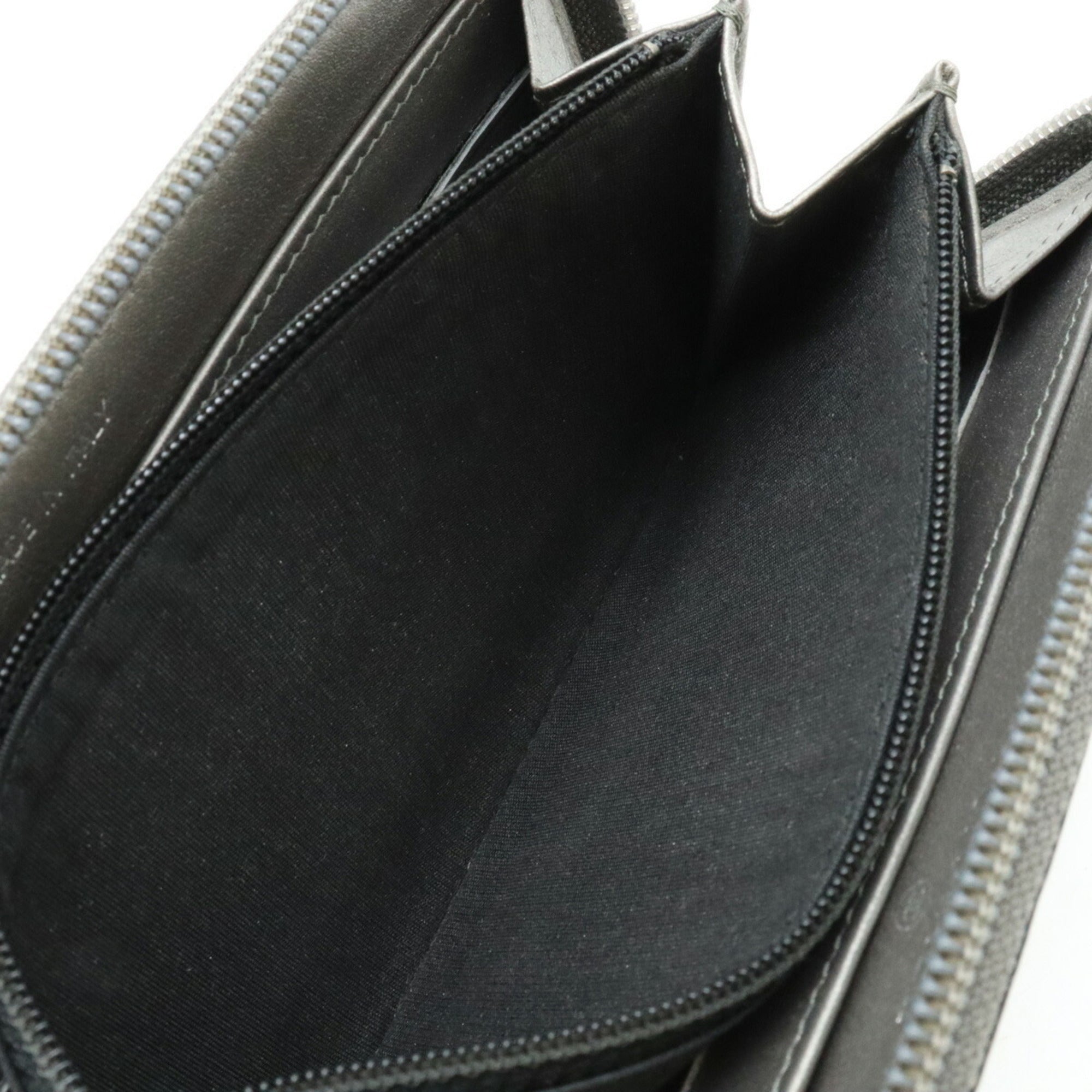 Chanel Metallic Gray Grained Calfskin Long Wallet (Bi-Fold) (Pre-Owned)