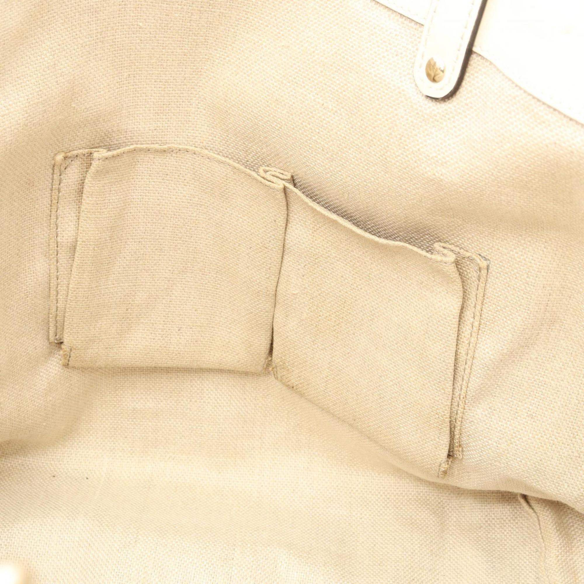 Gucci Beige Canvas Leather Tote Bag (Pre-Owned)