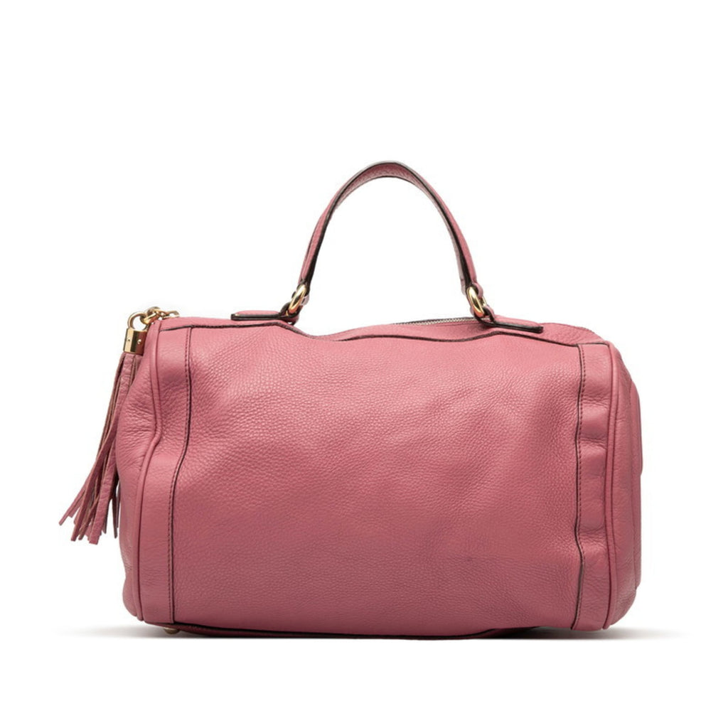 Gucci Pink Leather Boston Bag Handbag (Pre-Owned)