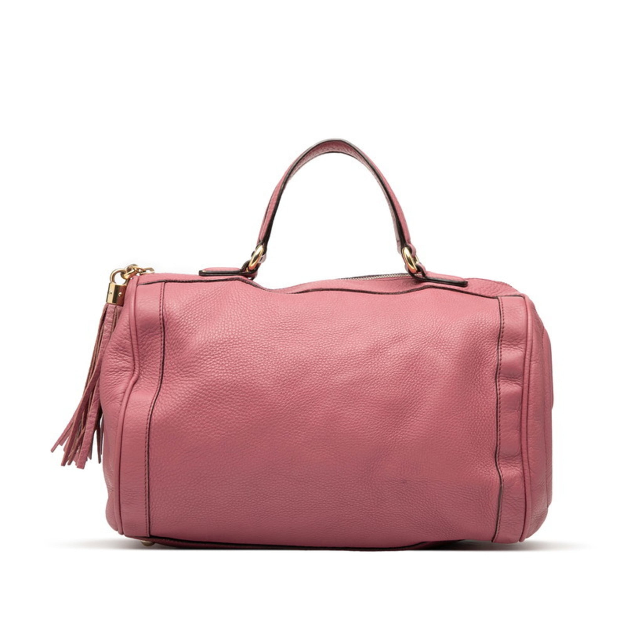 Gucci Pink Leather Boston Bag Handbag (Pre-Owned)