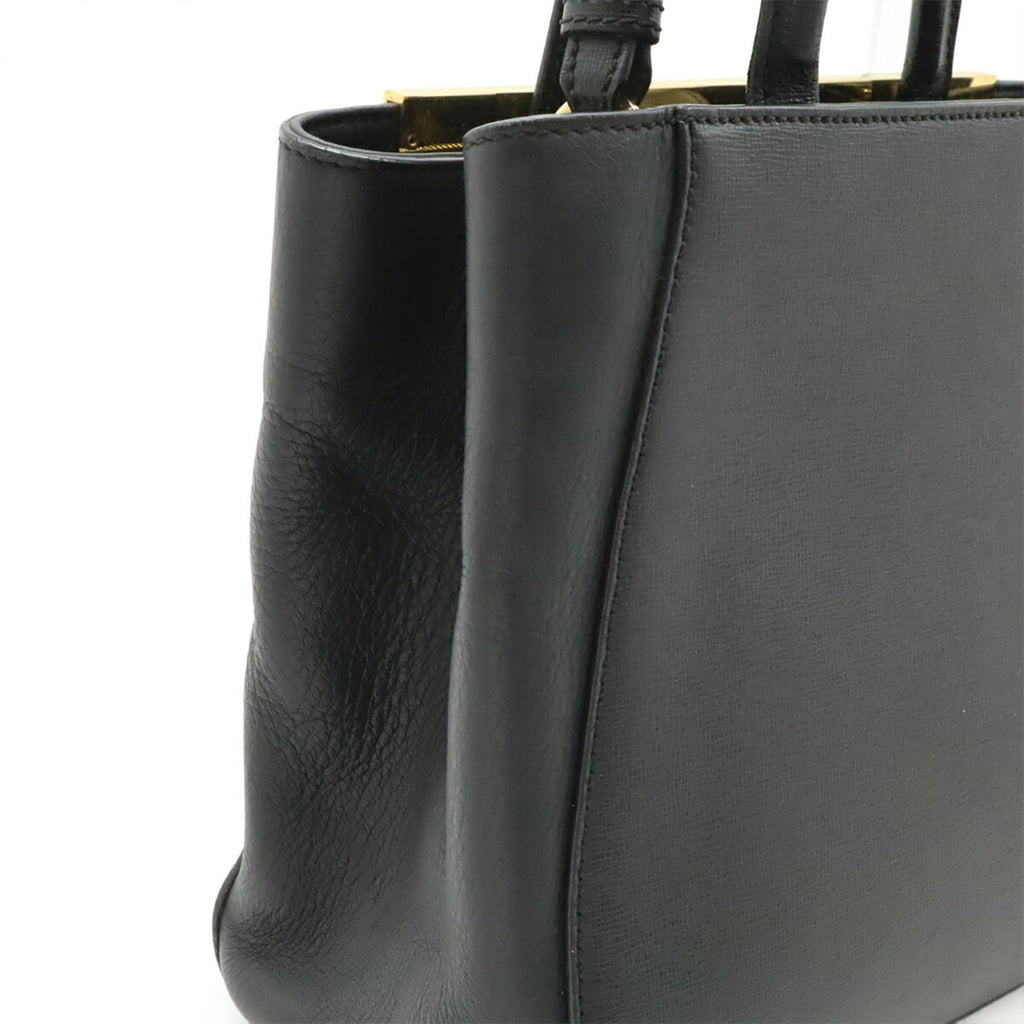 Fendi 2Jours Black Leather Handbag Shoulder Bag Tote Bag (Pre-Owned)