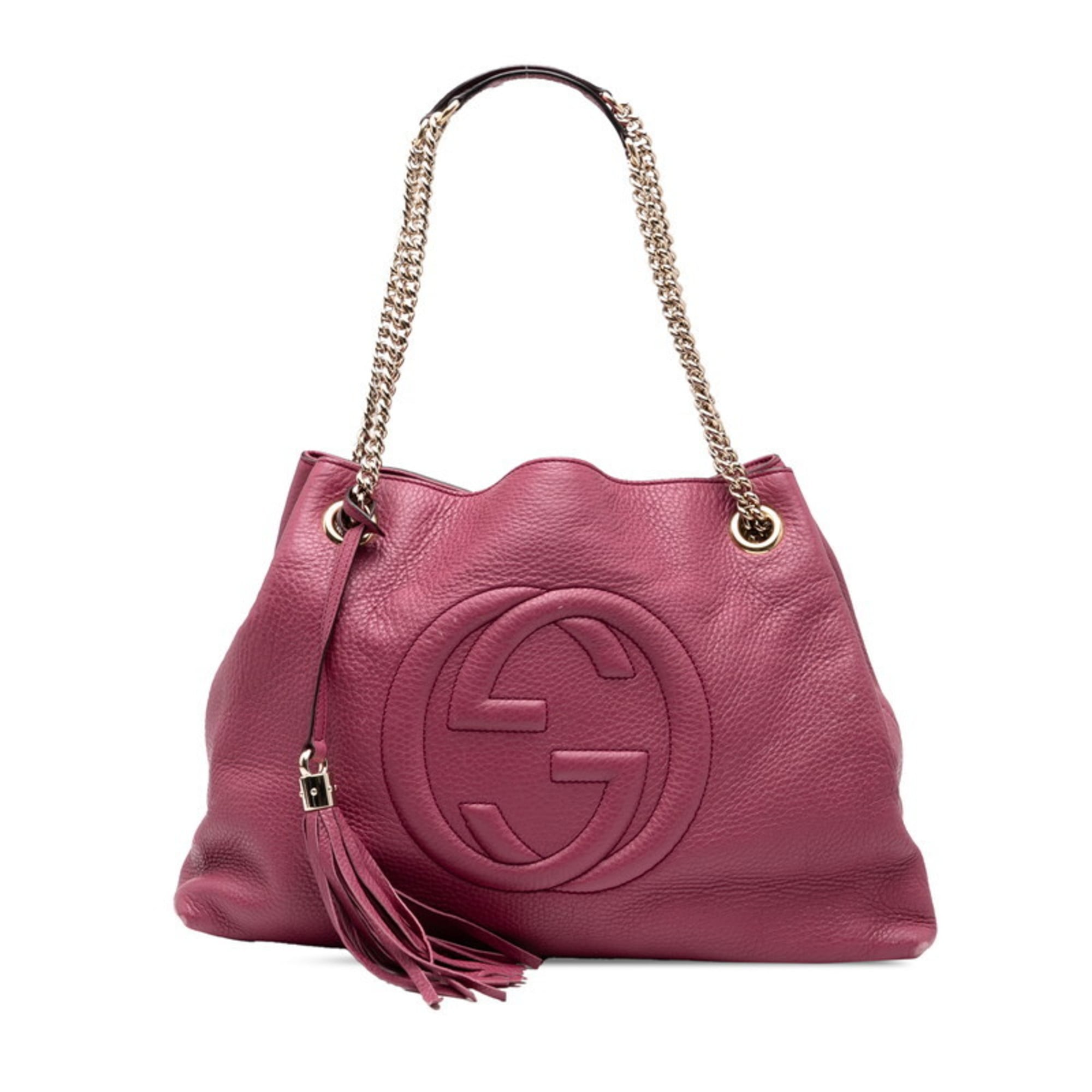 Gucci Purple Leather Shoulder Bag Tote Bag (Pre-Owned)