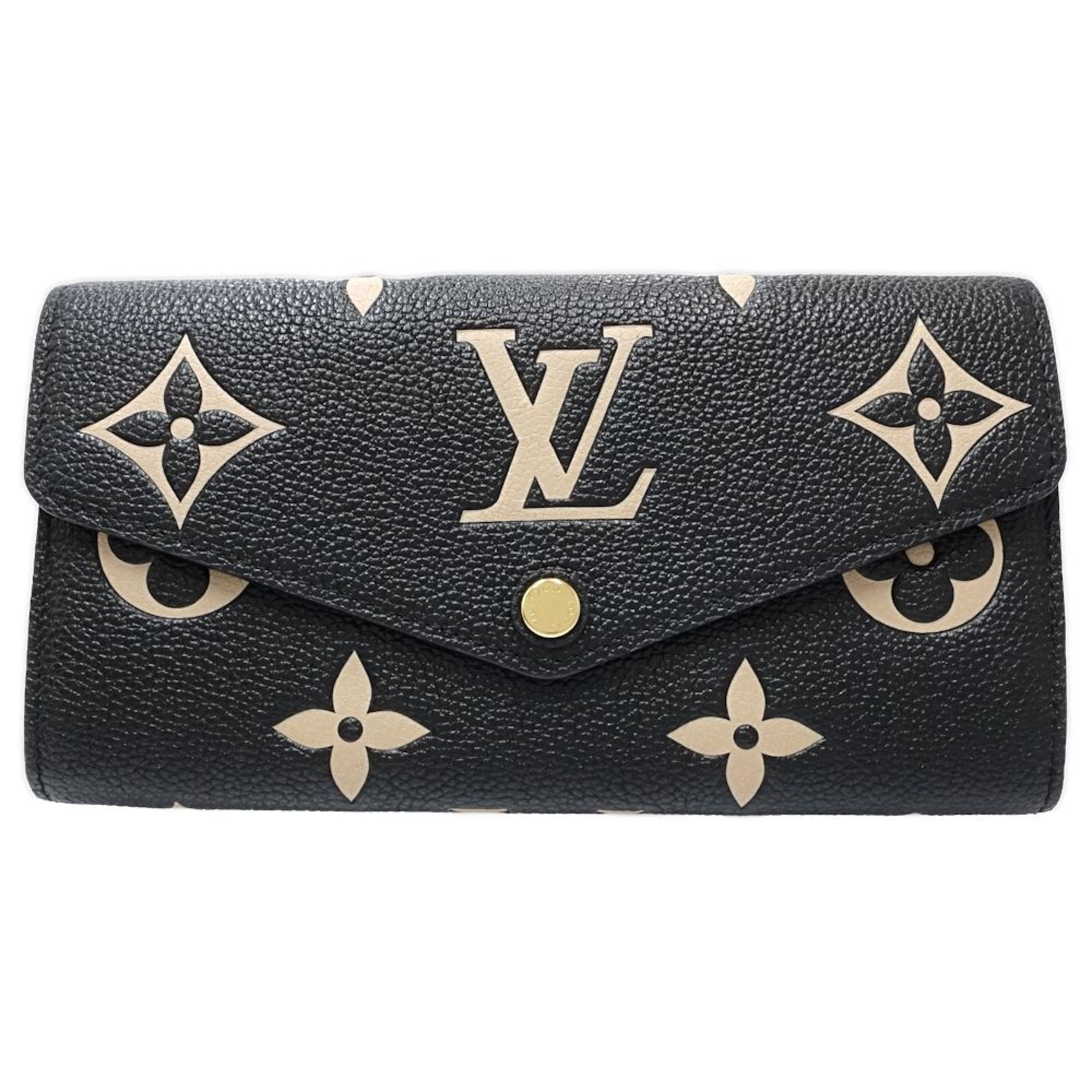 Louis Vuitton Beige Black Monogram Empreinte Long Wallet (Bi-Fold) (Pre-Owned)