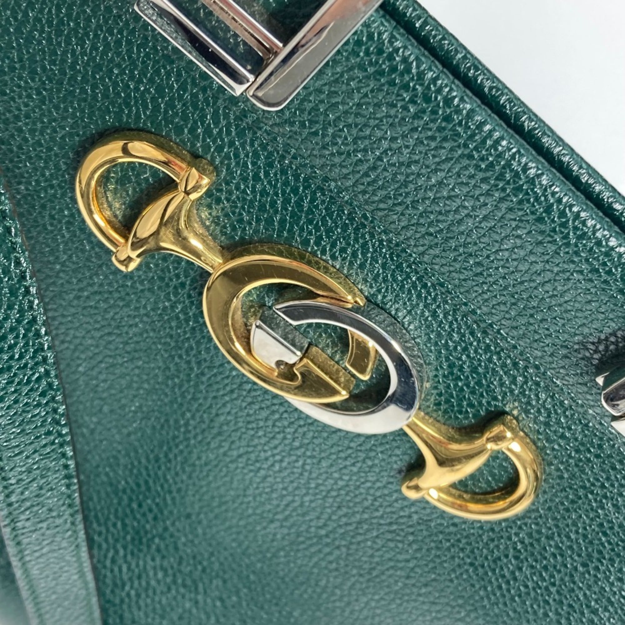 Gucci Green Leather Handbag Shoulder Bag (Pre-Owned)