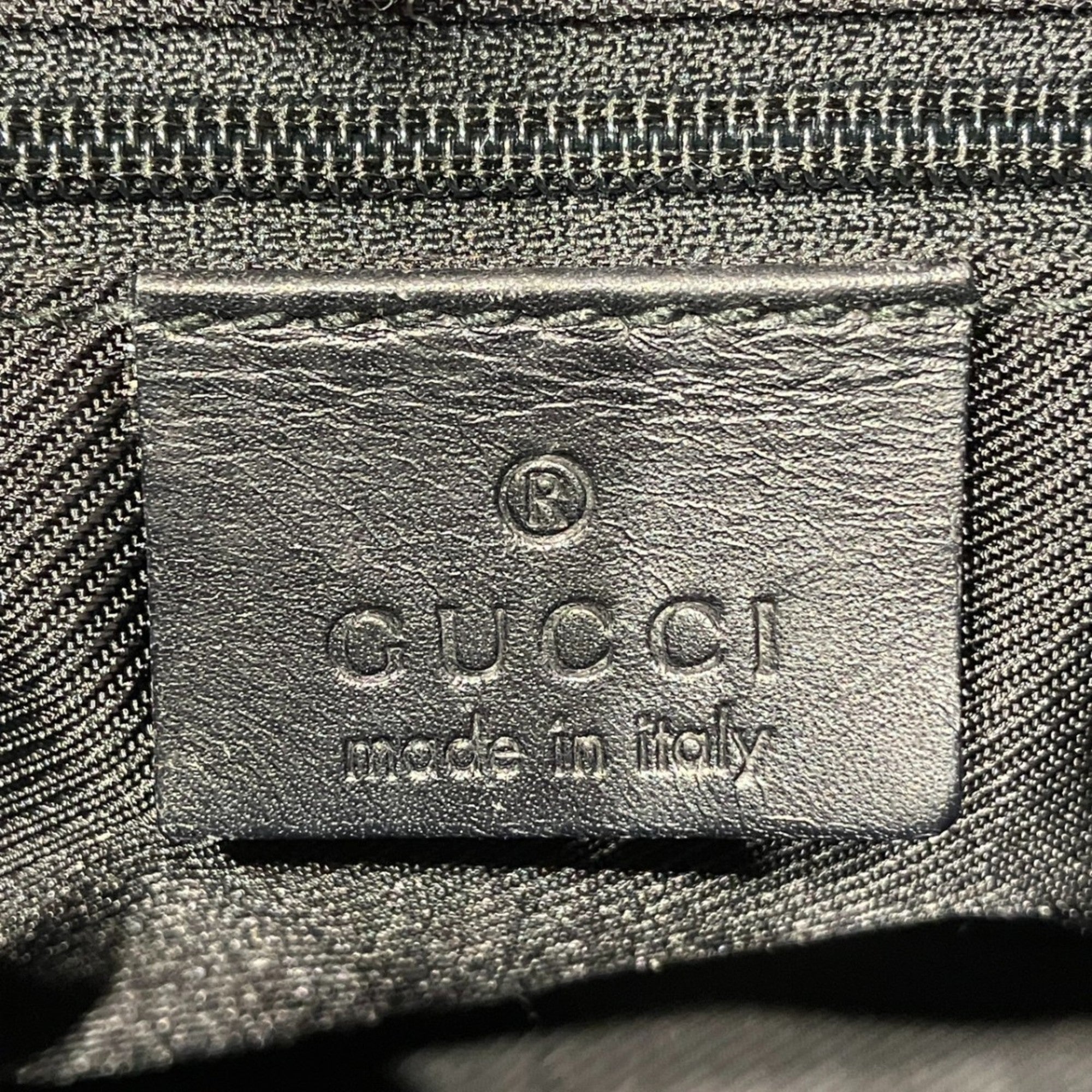Gucci Beige Black Canvas Leather Shoulder Bag (Pre-Owned)