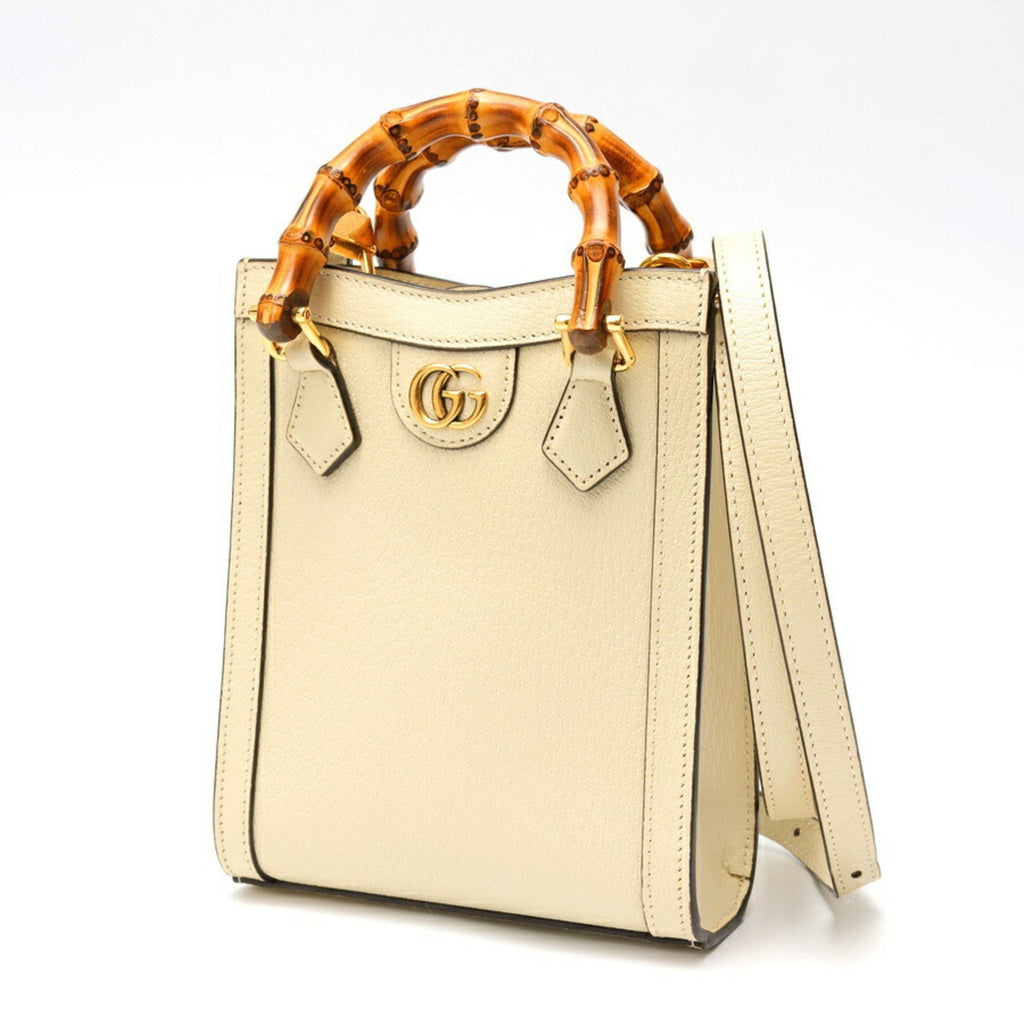 Gucci White Leather Shoulder Bag Tote Bag (Pre-Owned)