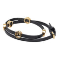 Fendi Gold Black Leather Charm Bracelet (Pre-Owned)