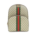 Gucci Beige Brown Gg Supreme Canvas Leather Shoulder Bag (Pre-Owned)