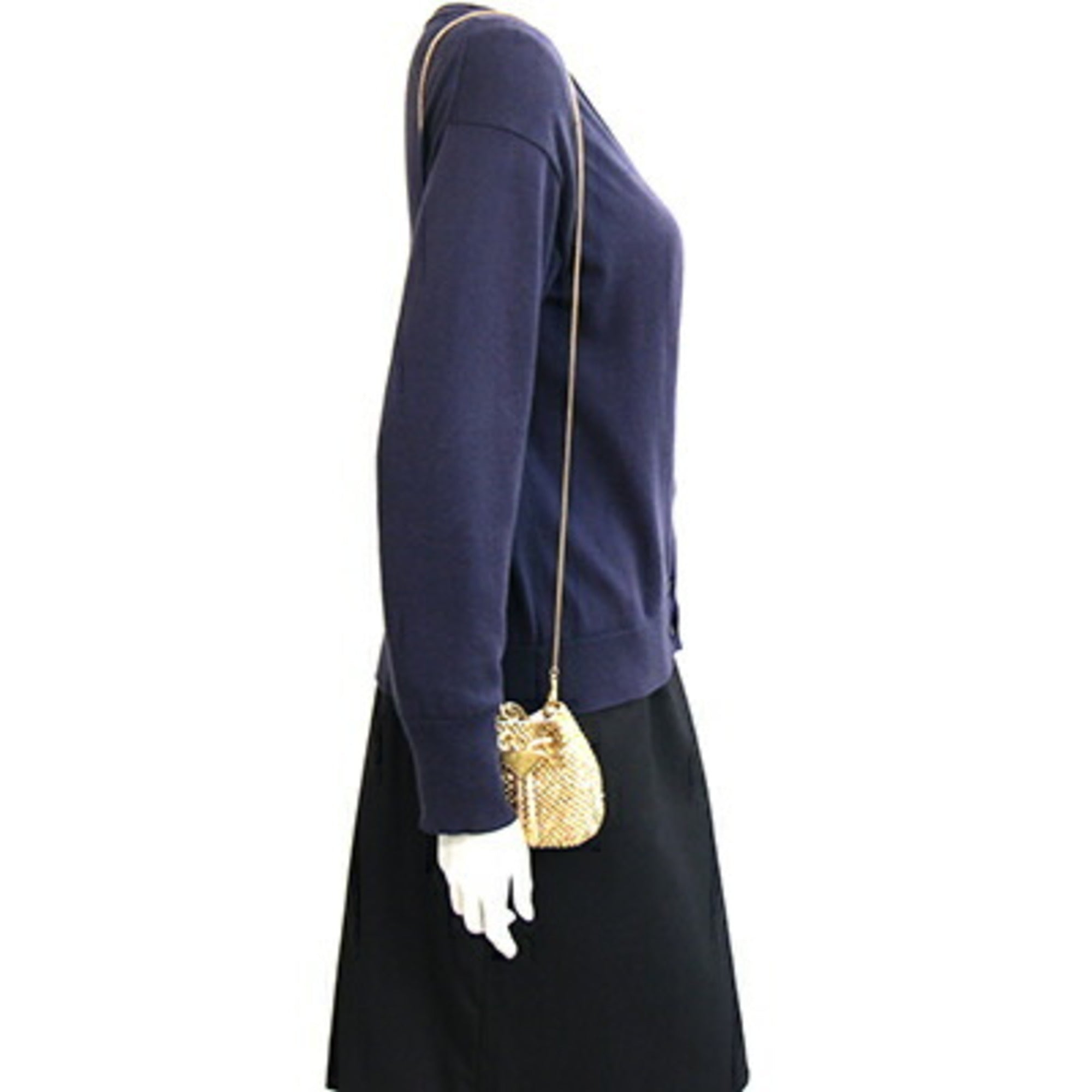 Prada Beige Gold Satin Pochette Shoulder Bag (Pre-Owned)