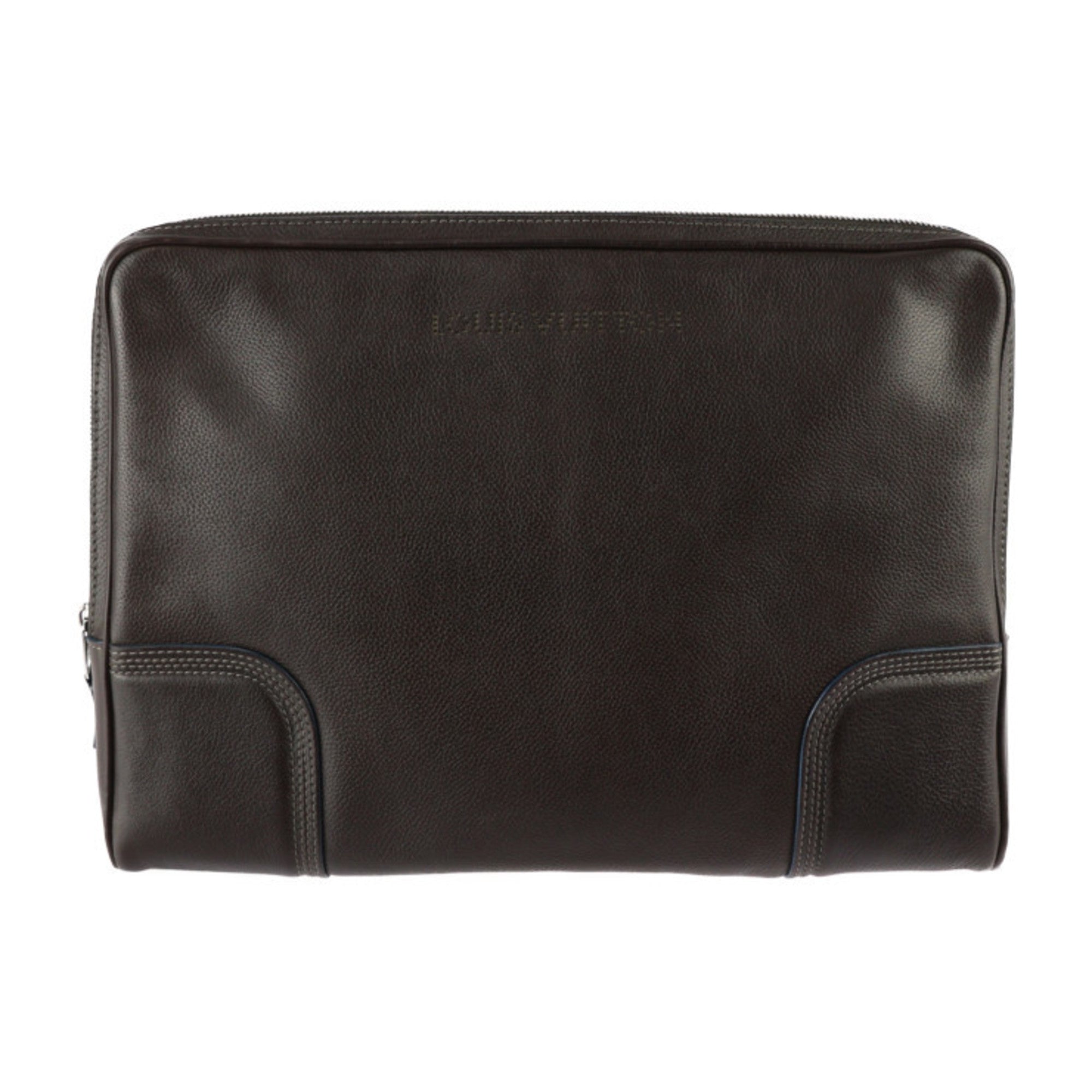 Louis Vuitton Brown Leather Clutch Bag Handbag (Pre-Owned)