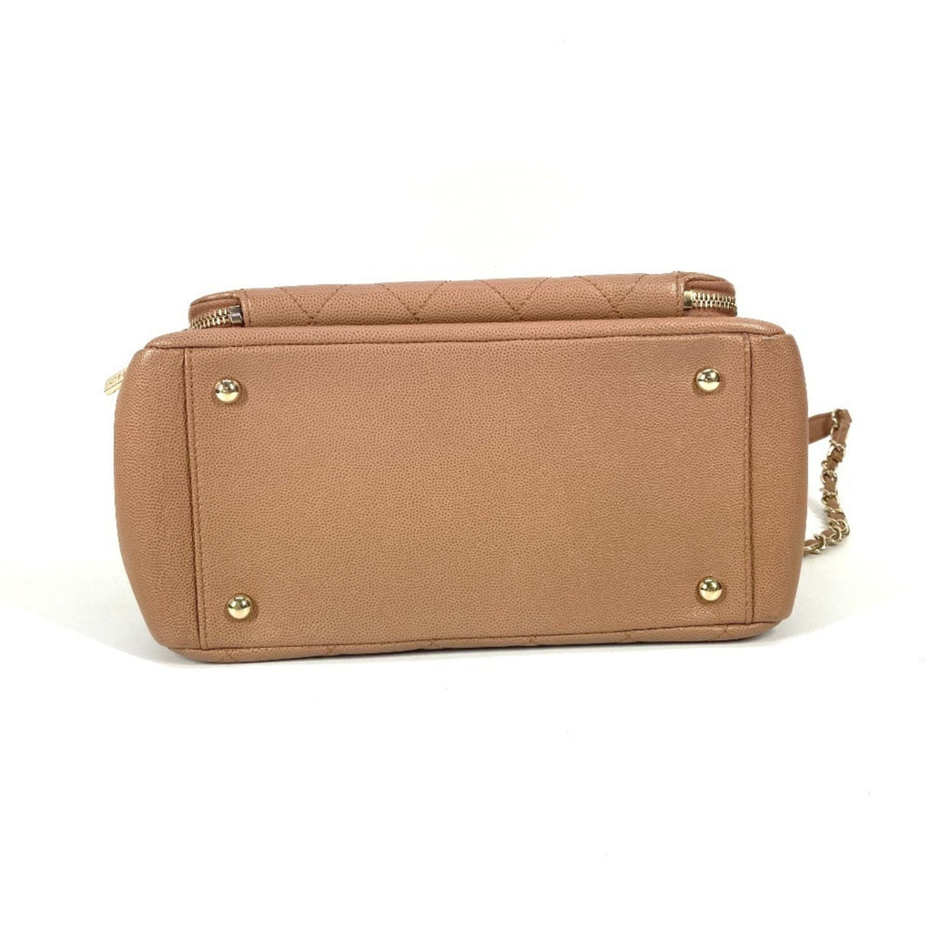 Chanel Beige Grained Calfskin Shoulder Bag Tote Bag (Pre-Owned)