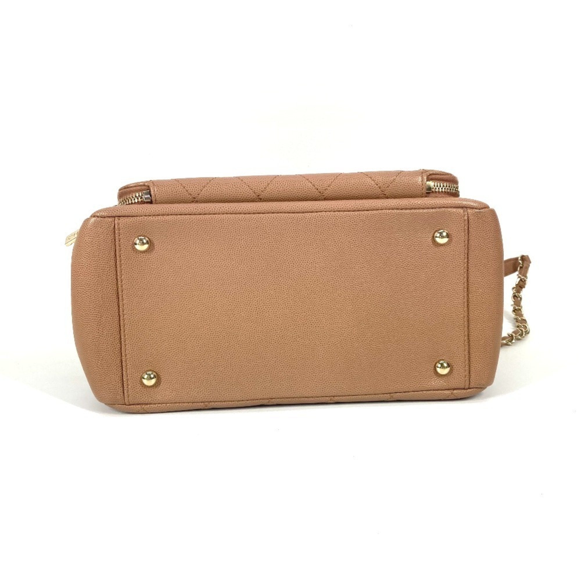 Chanel Beige Grained Calfskin Shoulder Bag Tote Bag (Pre-Owned)