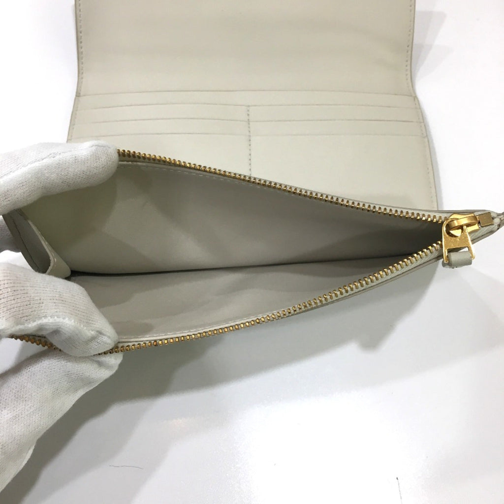 Bottega Veneta White Leather Long Wallet (Bi-Fold) (Pre-Owned)