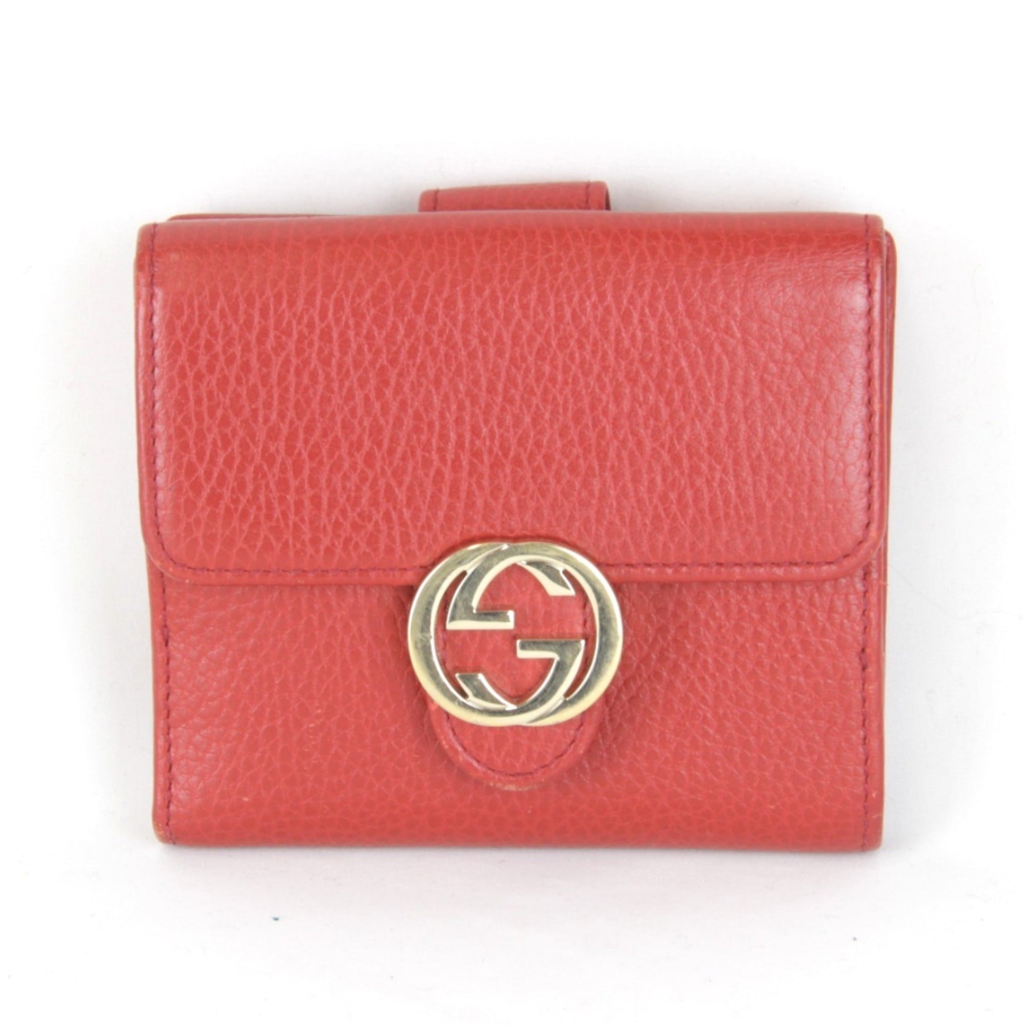 Gucci Red Color Leather Wallet (Bi-Fold) (Pre-Owned)