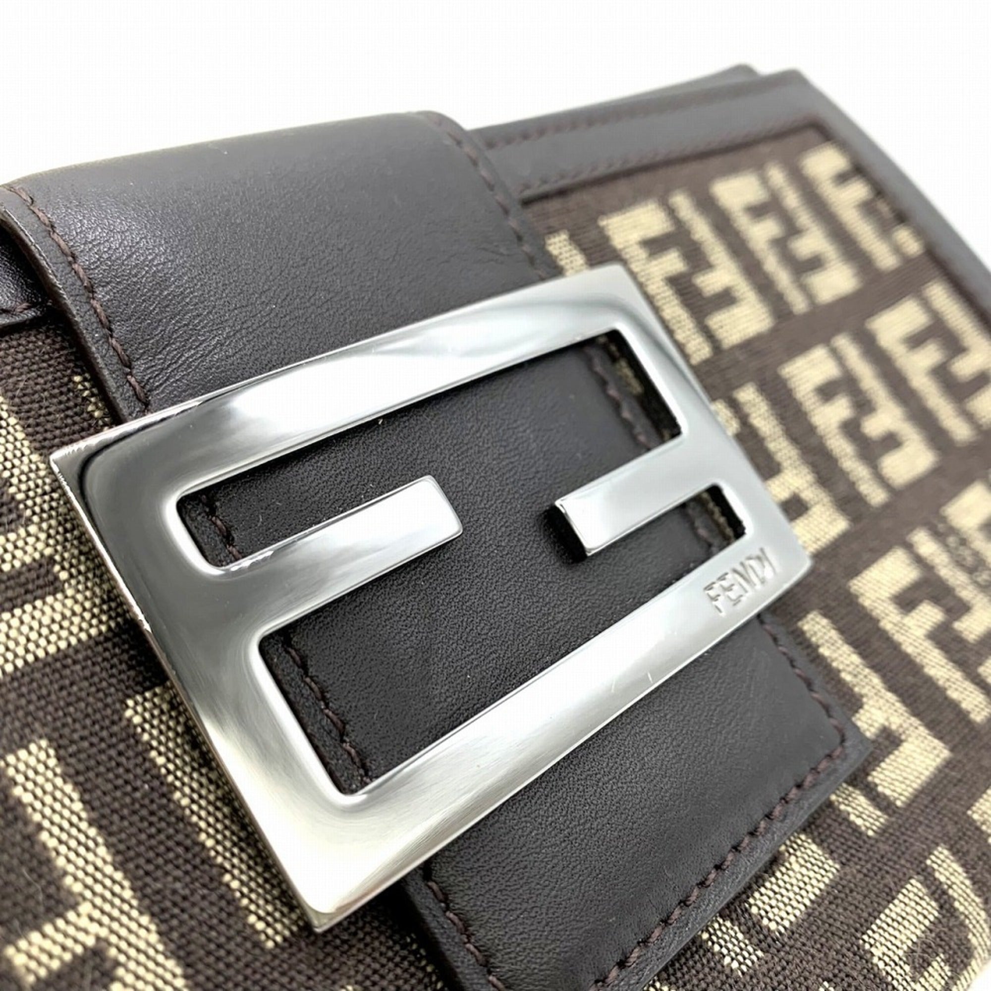 Fendi Zucchino Brown Canvas Long Wallet (Bi-Fold) (Pre-Owned)