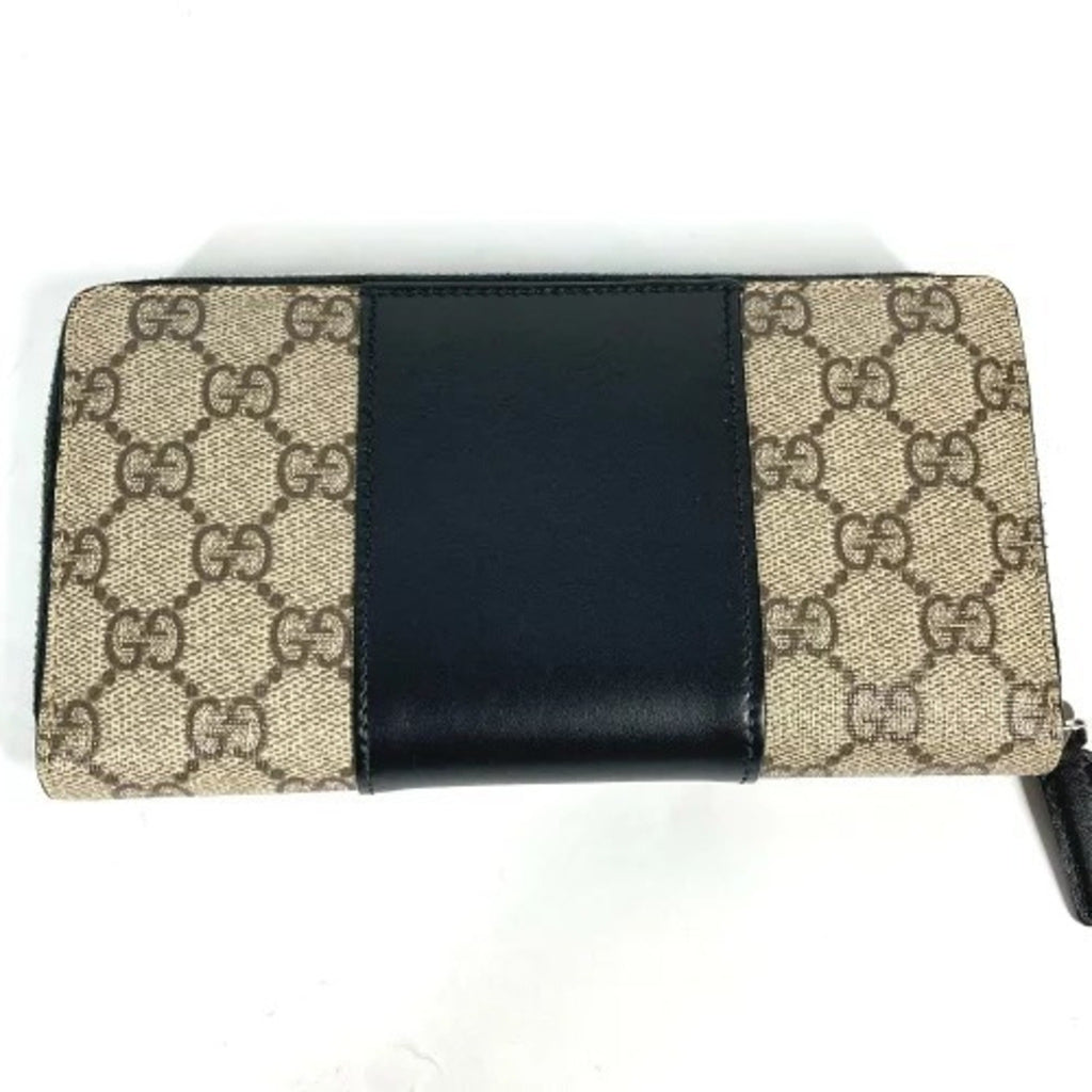 Gucci Beige Black Pvc Leather Long Wallet (Bi-Fold) (Pre-Owned)