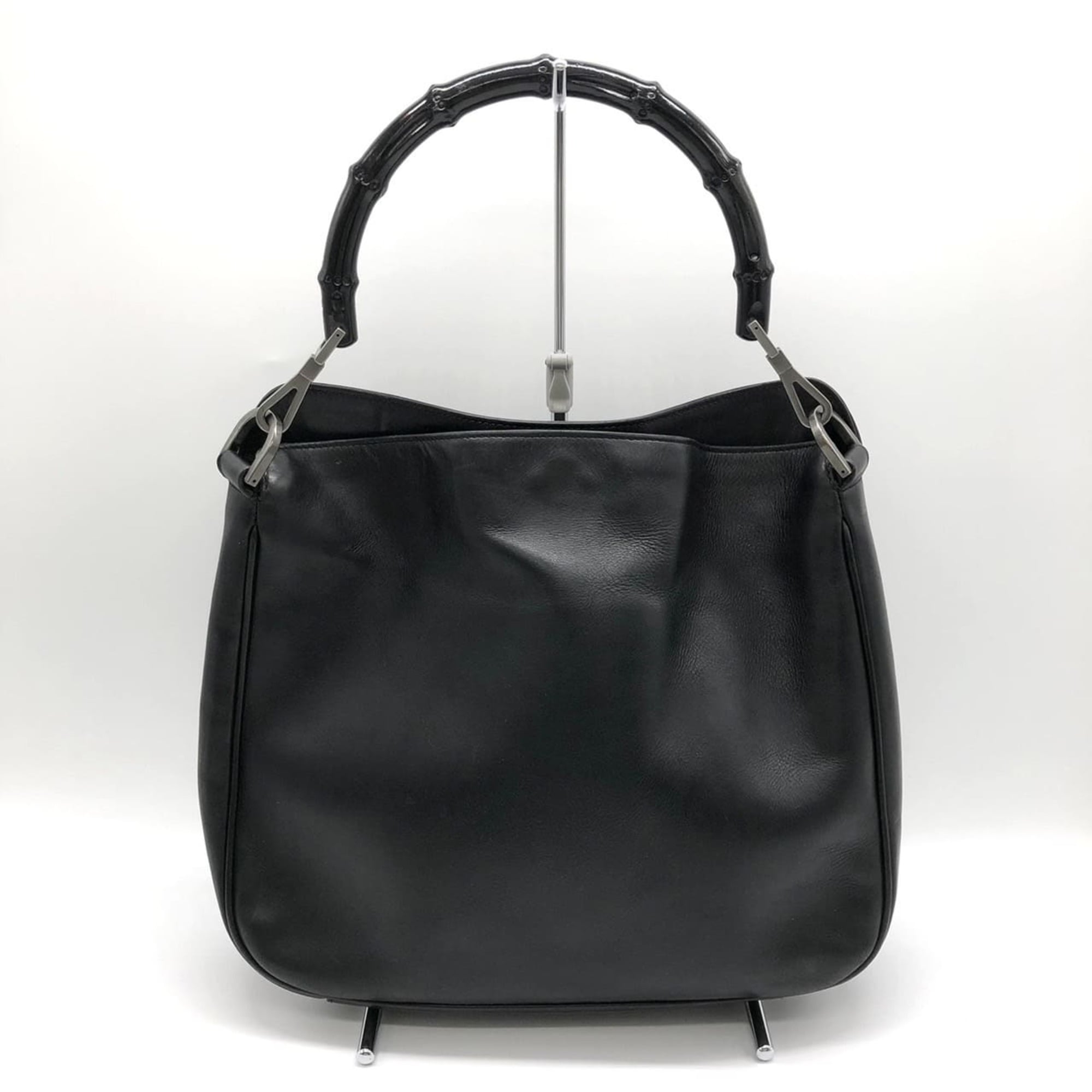 Gucci Black Bamboo Leather Handbag Shoulder Bag (Pre-Owned)