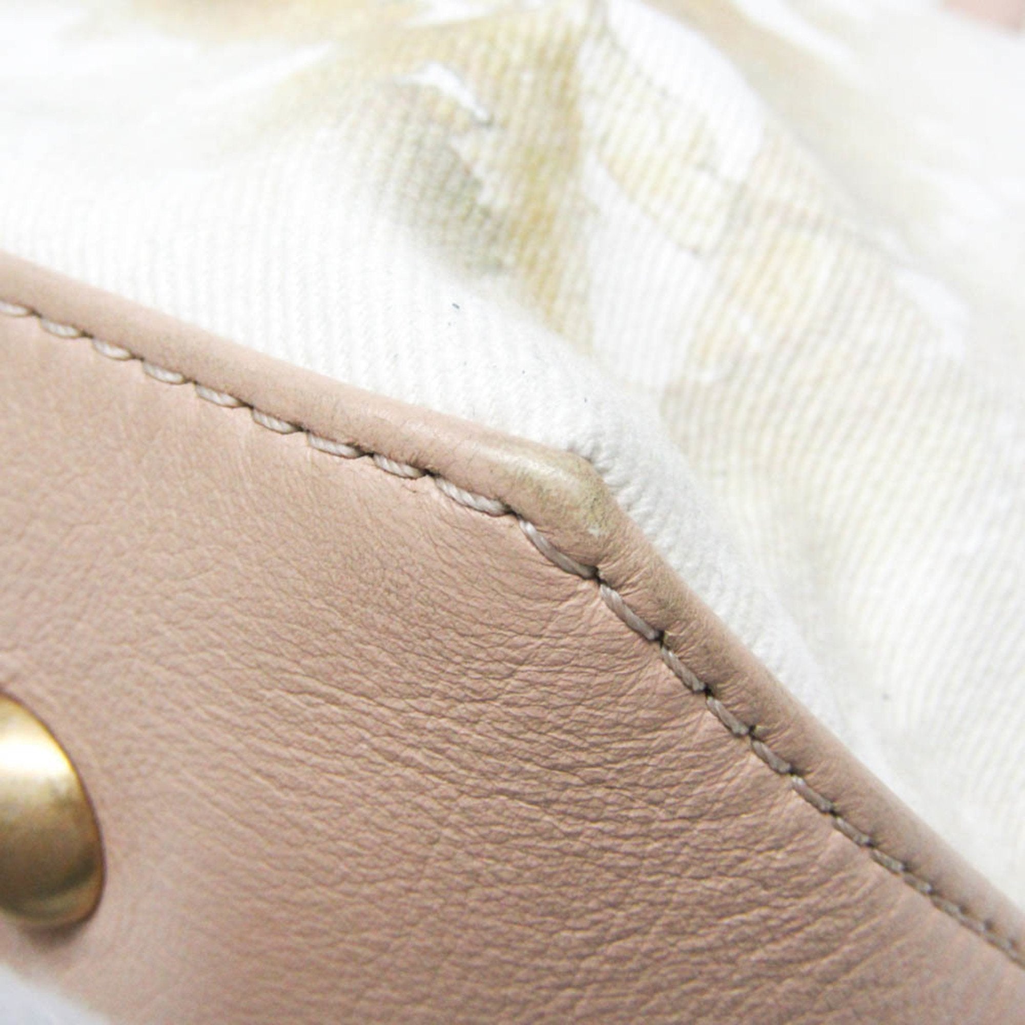 Chanel Multi-Color Pink Beige Canvas Leather Handbag Tote Bag (Pre-Owned)