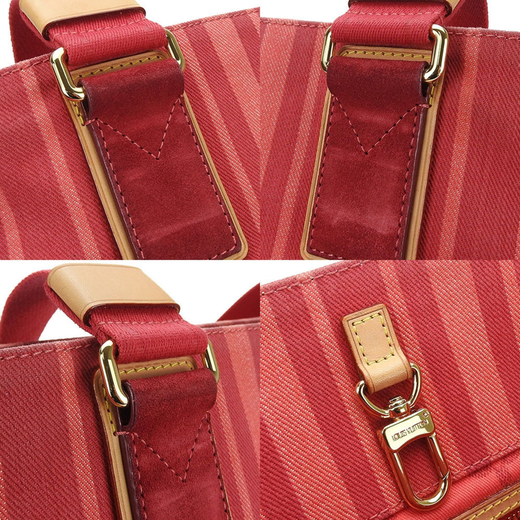 Louis Vuitton Red Color Canvas Tote Bag (Pre-Owned)