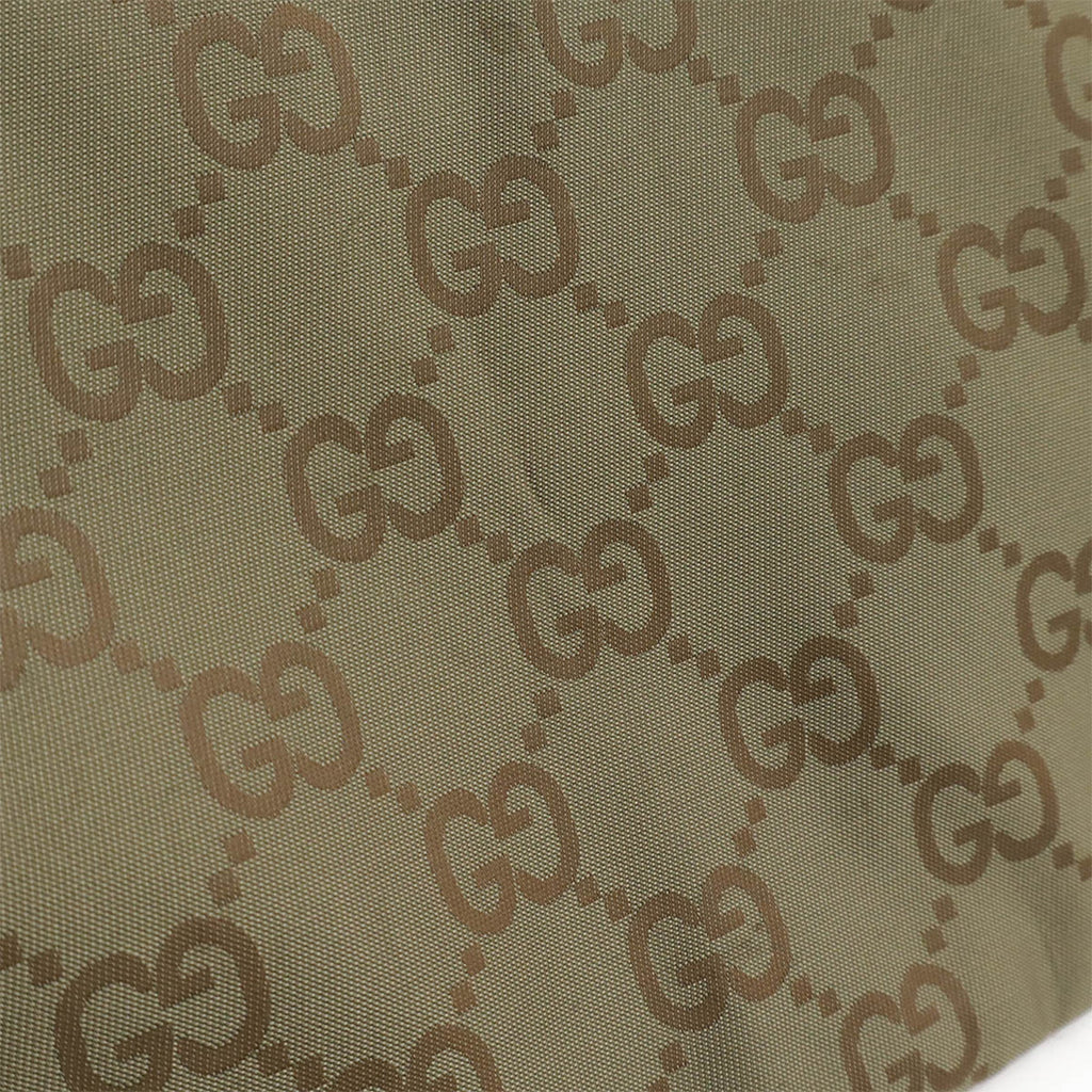 Gucci Green Khaki Nylon Leather Clutch Bag Pouch (Pre-Owned)