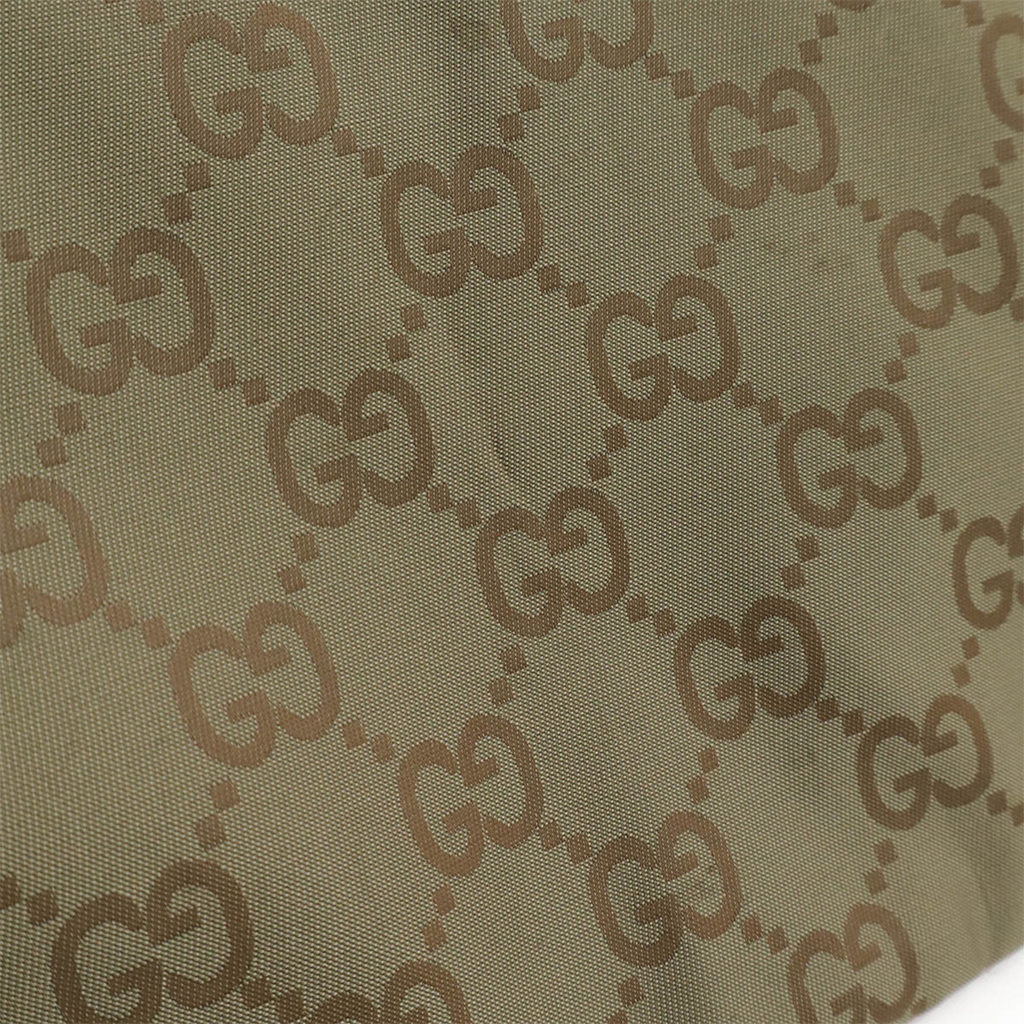 Gucci Green Khaki Nylon Leather Clutch Bag Pouch (Pre-Owned)