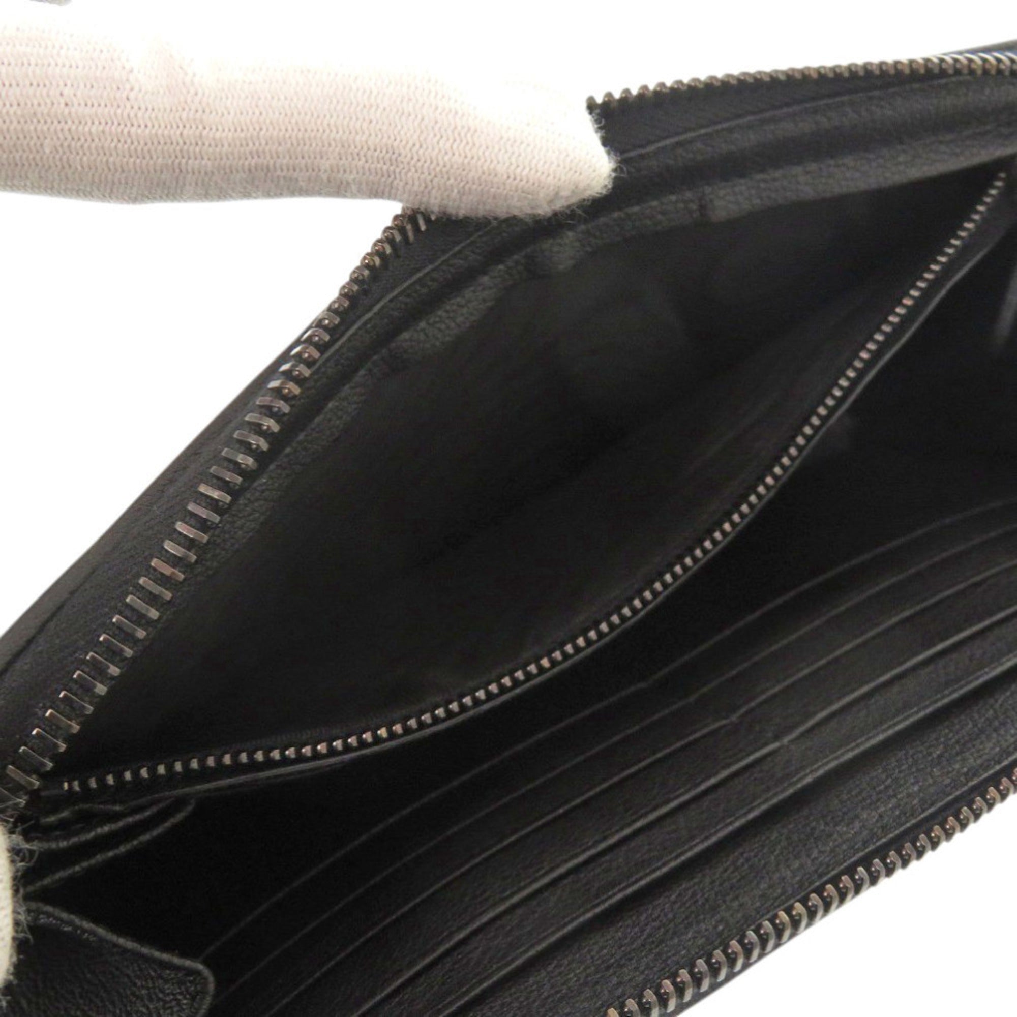Bottega Veneta Black Leather Long Wallet (Bi-Fold) (Pre-Owned)