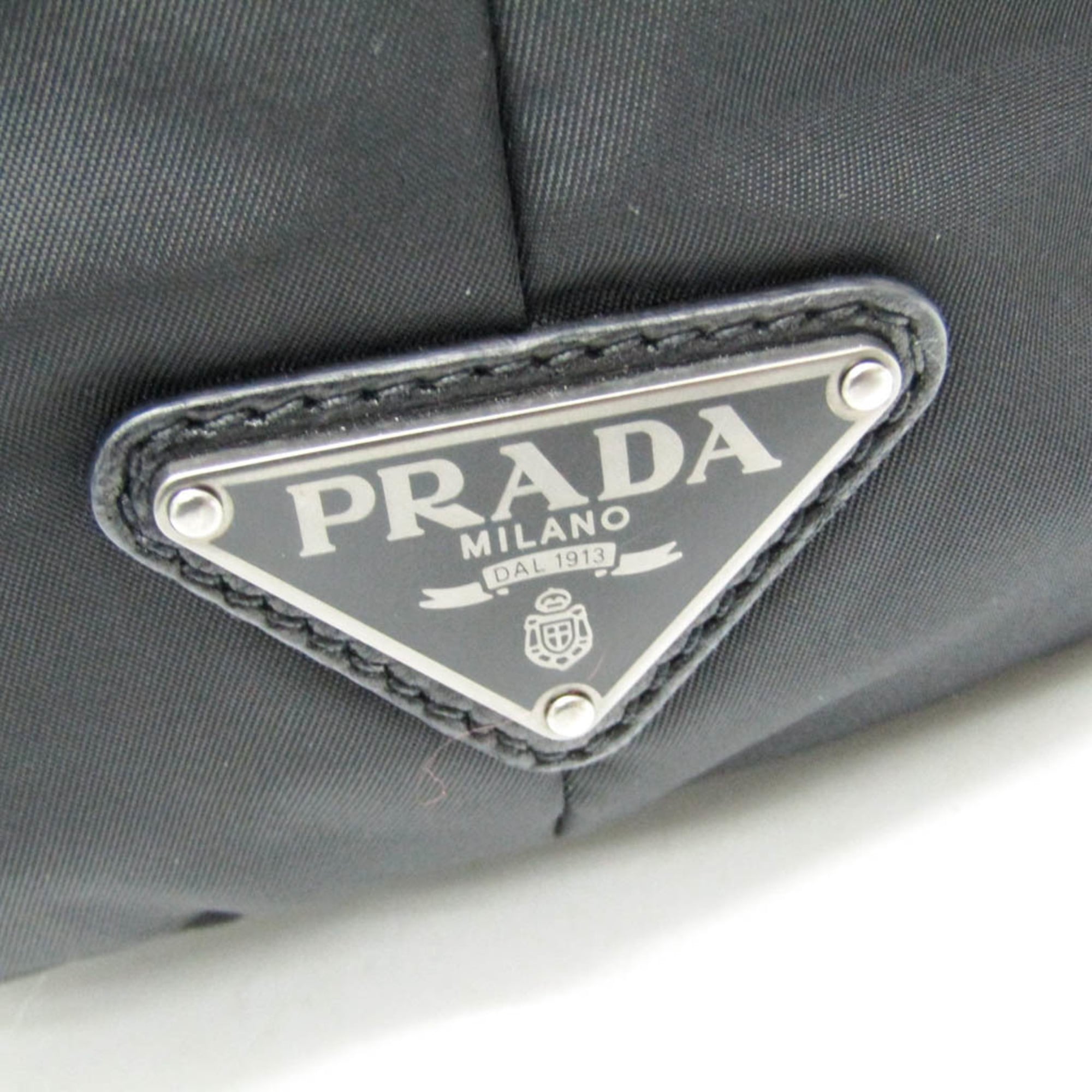 Prada Convertible Double Tote Nappa Leather And Tessuto Black Nylon Handbag (Pre-Owned)