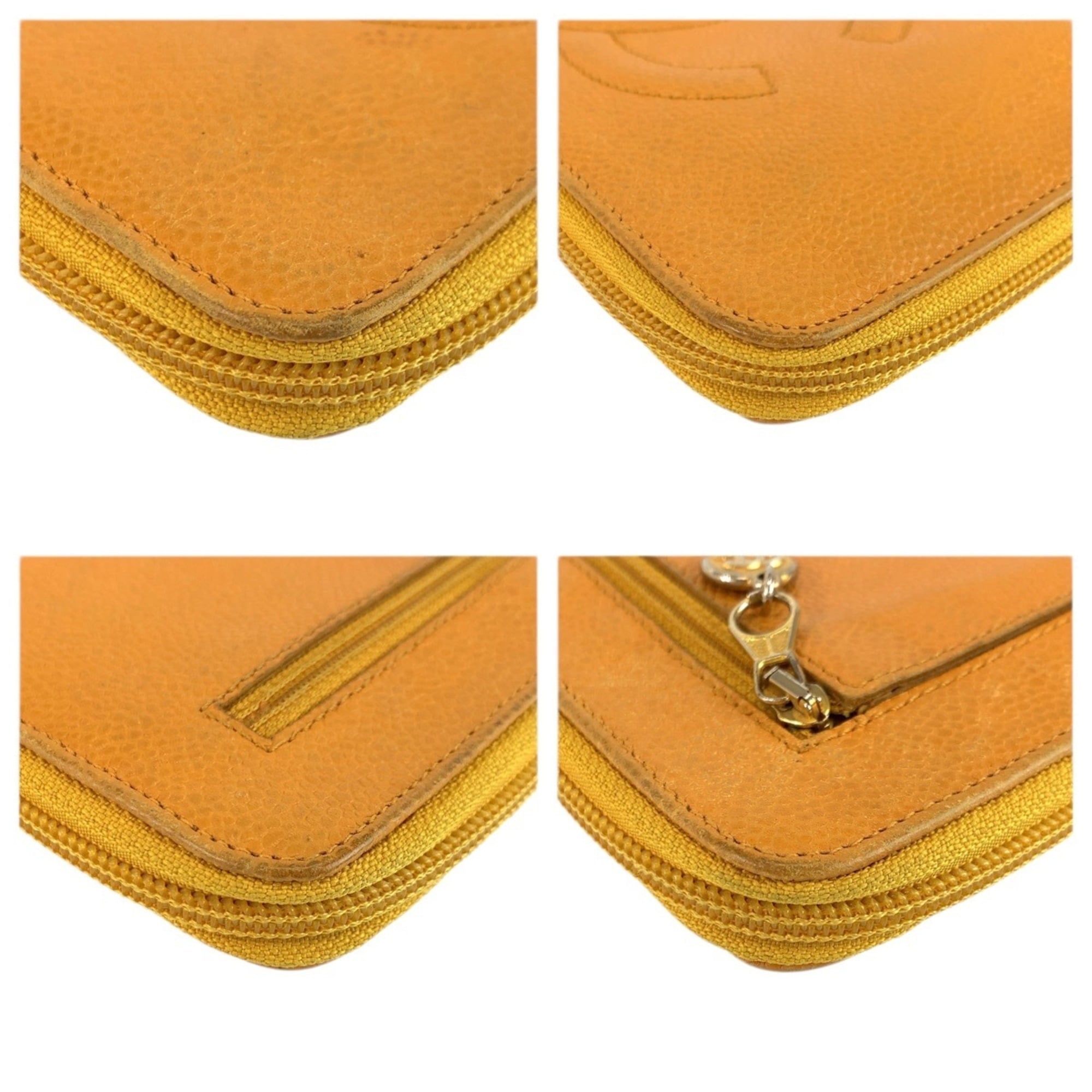 Chanel Yellow Leather Long Wallet (Bi-Fold) (Pre-Owned)