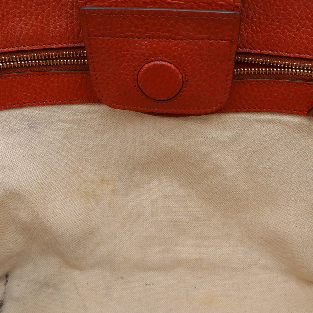 Gucci Red Color Leather Shoulder Bag Tote Bag (Pre-Owned)