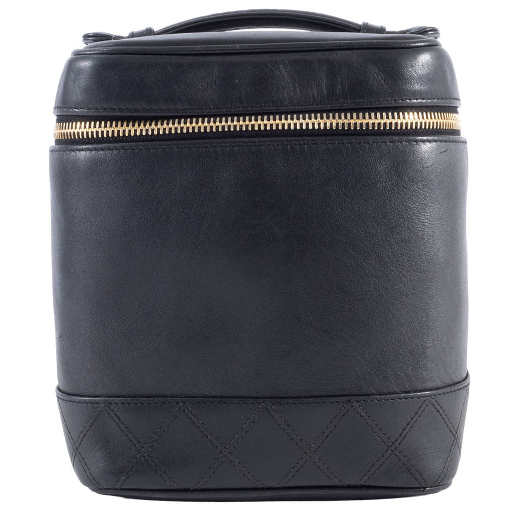 Chanel Black Leather Handbag Pouch Vanity Bag (Pre-Owned)