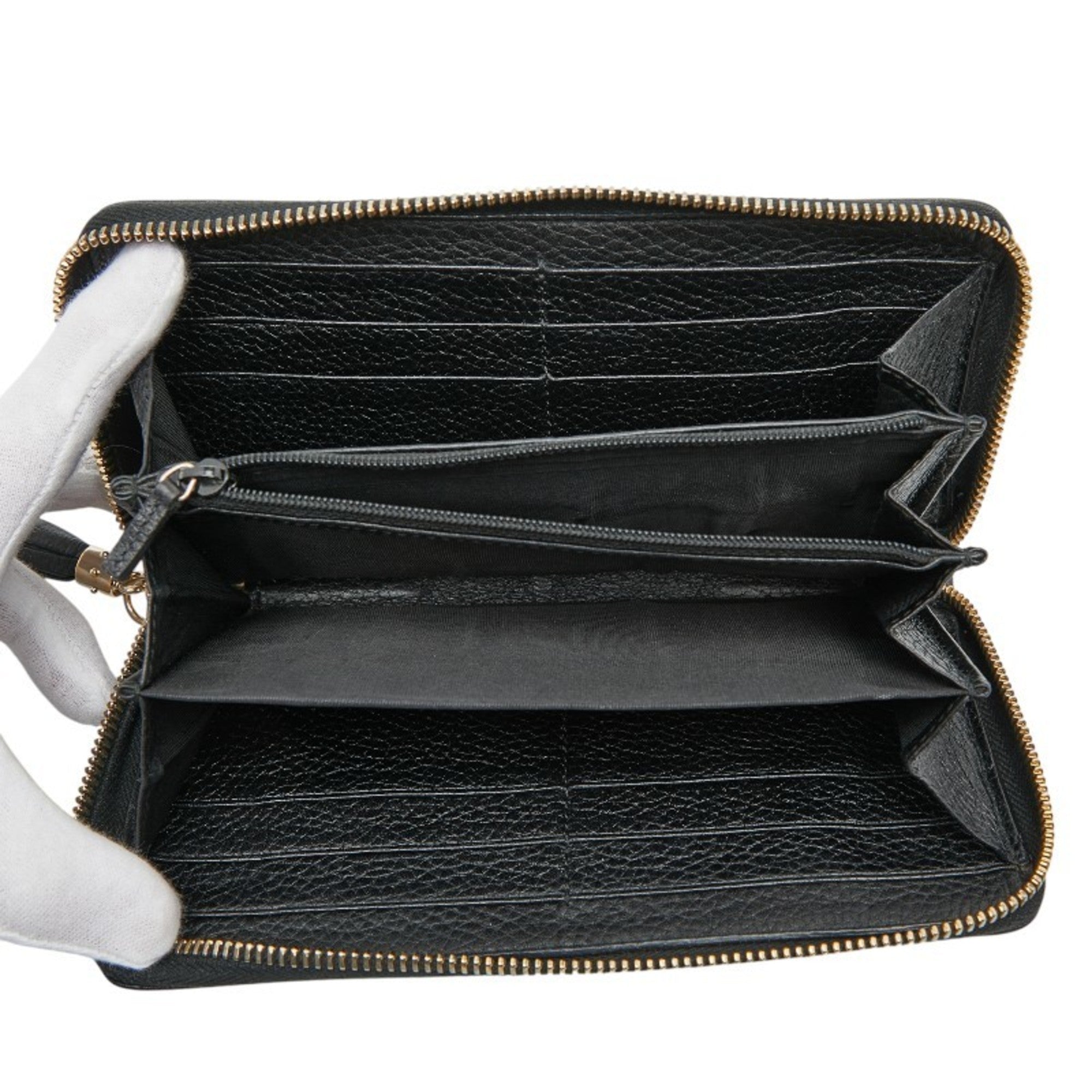 Gucci Navy Leather Long Wallet (Bi-Fold) (Pre-Owned)
