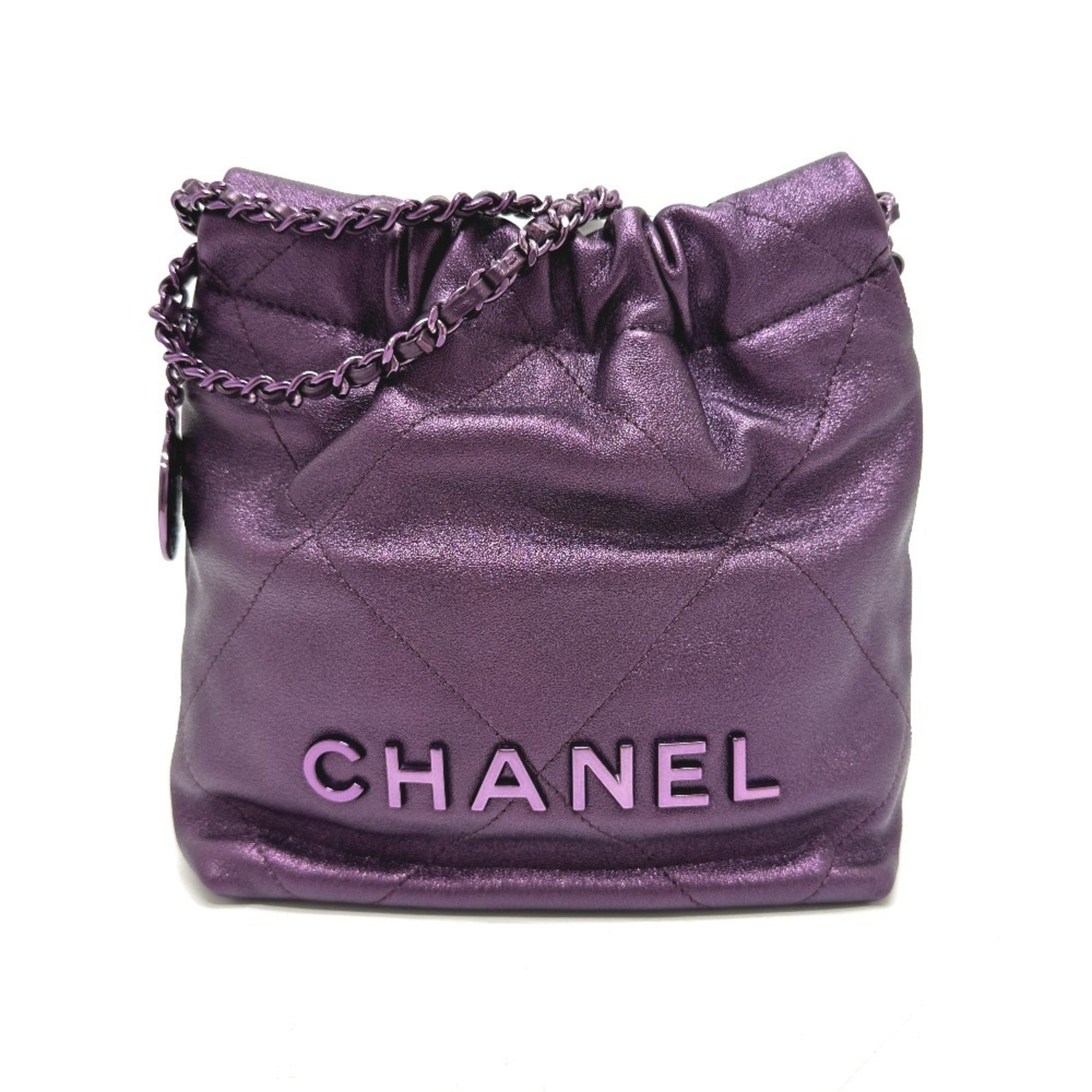 Chanel Purple Leather Shoulder Bag (Pre-Owned)
