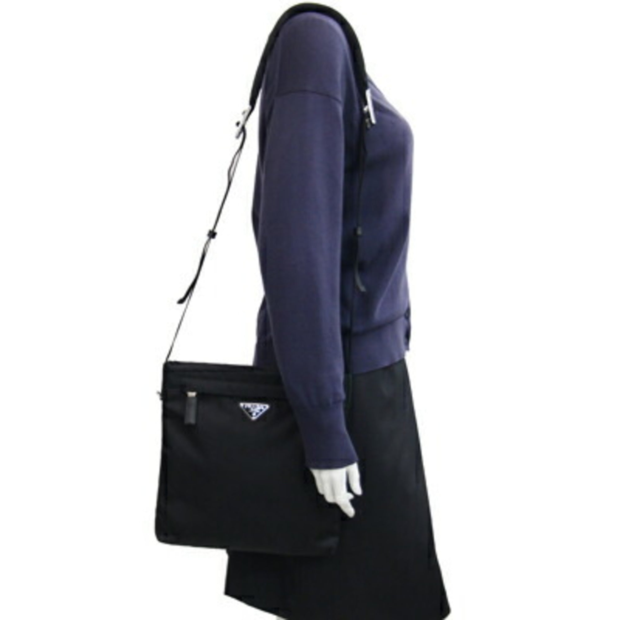 Prada Black Nylon Leather Shoulder Bag (Pre-Owned)