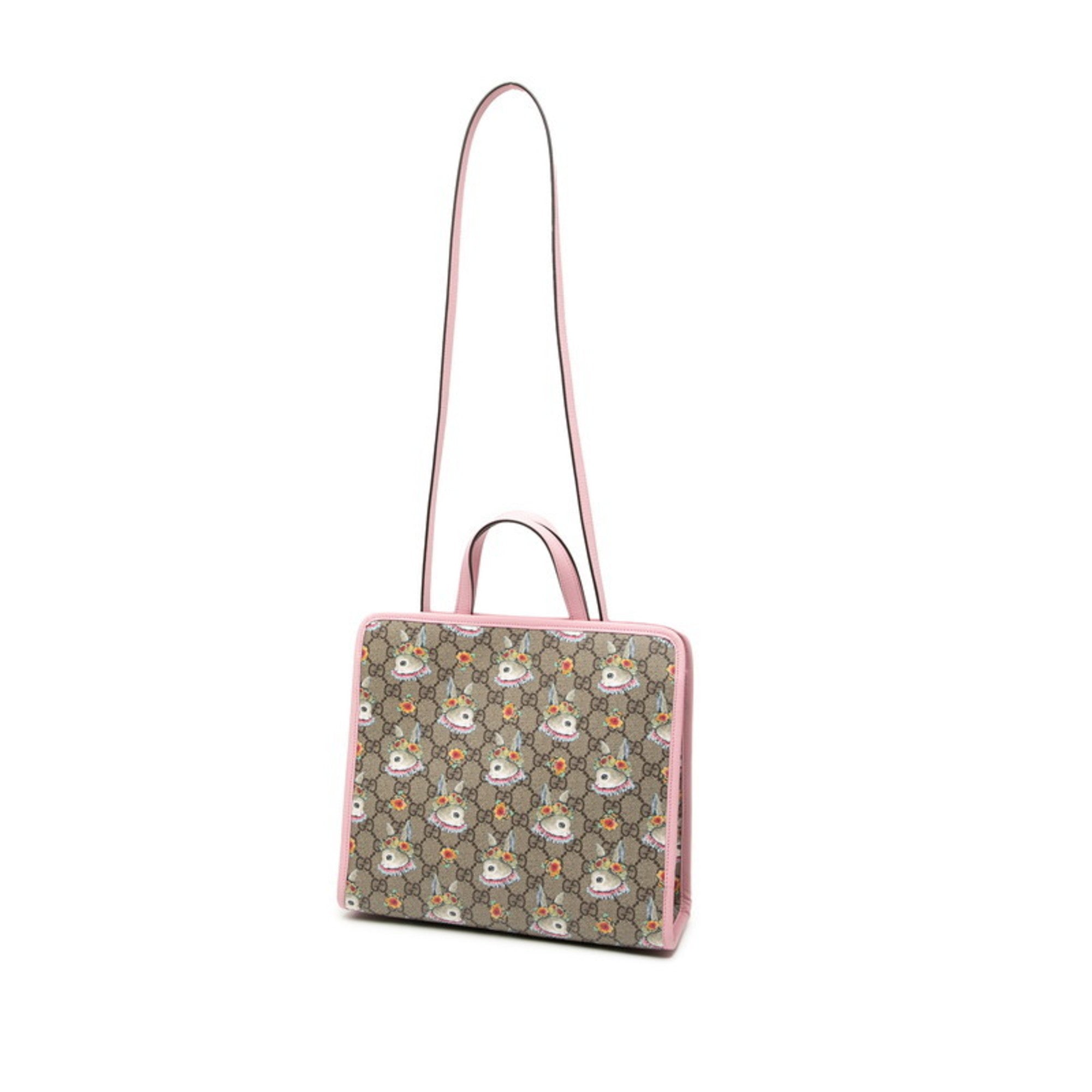 Gucci Beige Multi-Color Pink Pvc Leather Handbag Shoulder Bag (Pre-Owned)