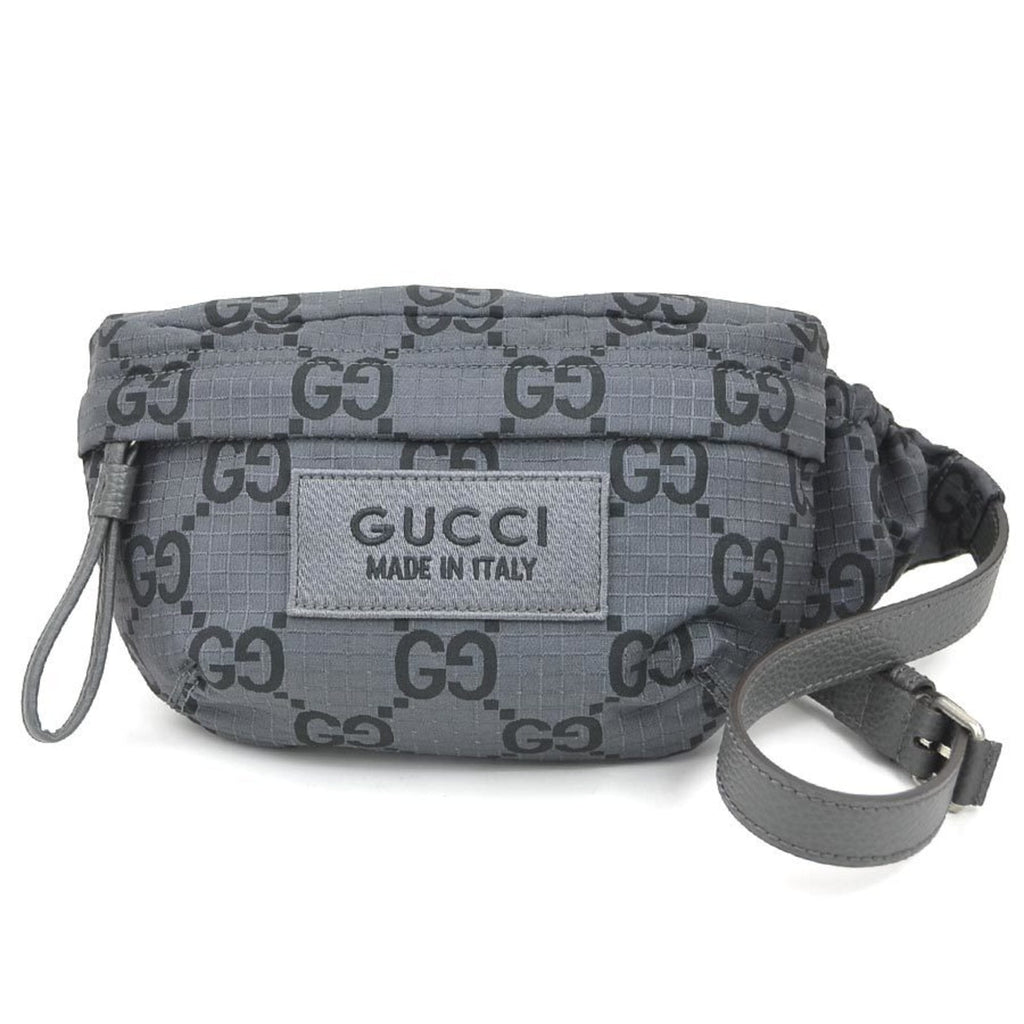 Gucci Black Gray Nylon Leather Fanny Pack Sling Bag (Pre-Owned)
