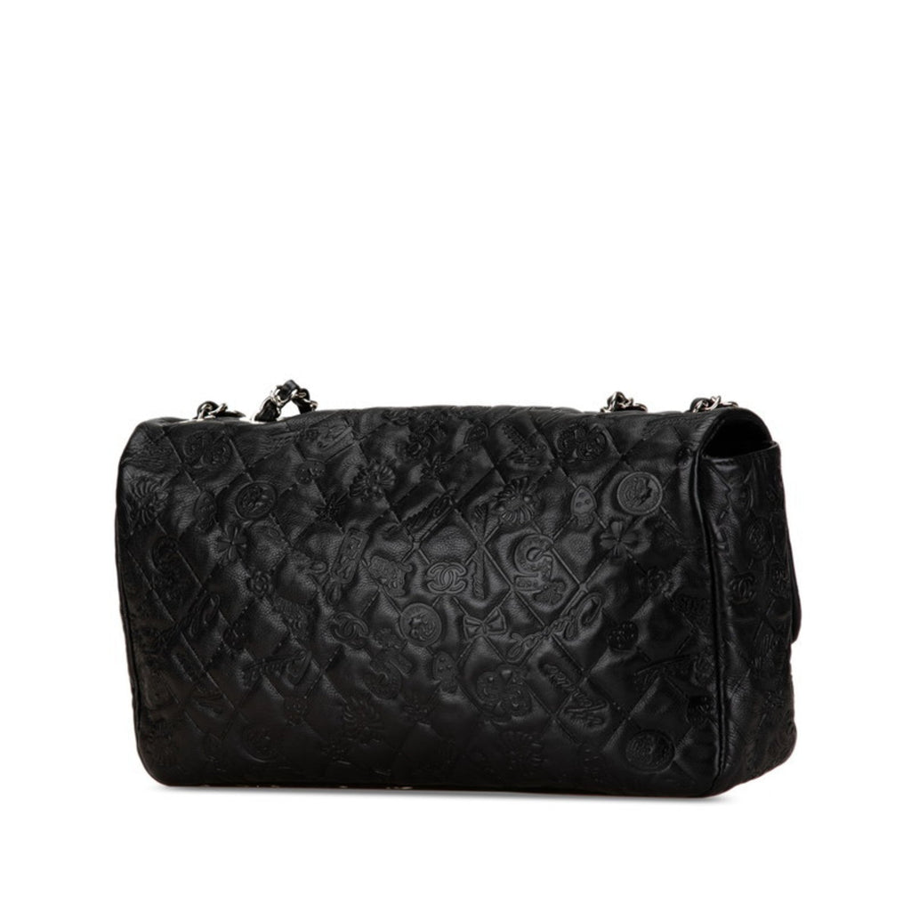 Chanel Black Leather Handbag Shoulder Bag (Pre-Owned)