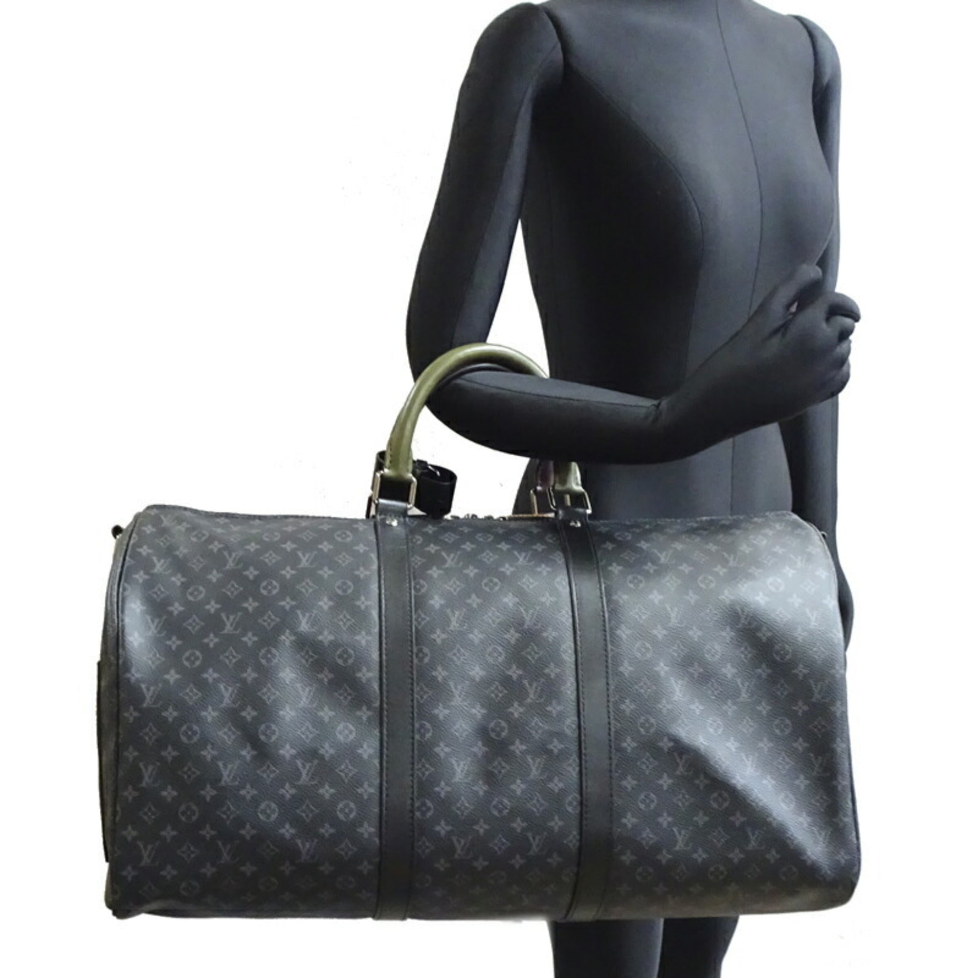 Louis Vuitton Collection Black Brown Green Monogram Eclipse Boston Bag (Pre-Owned)