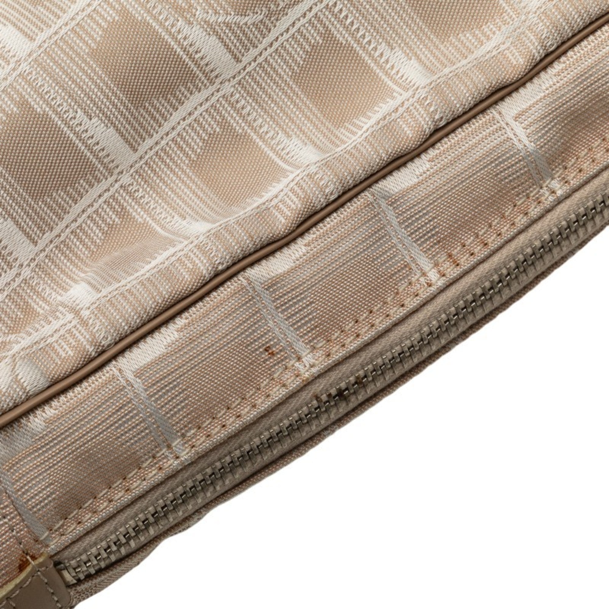 Chanel Beige Canvas Leather Briefcase Handbag (Pre-Owned)