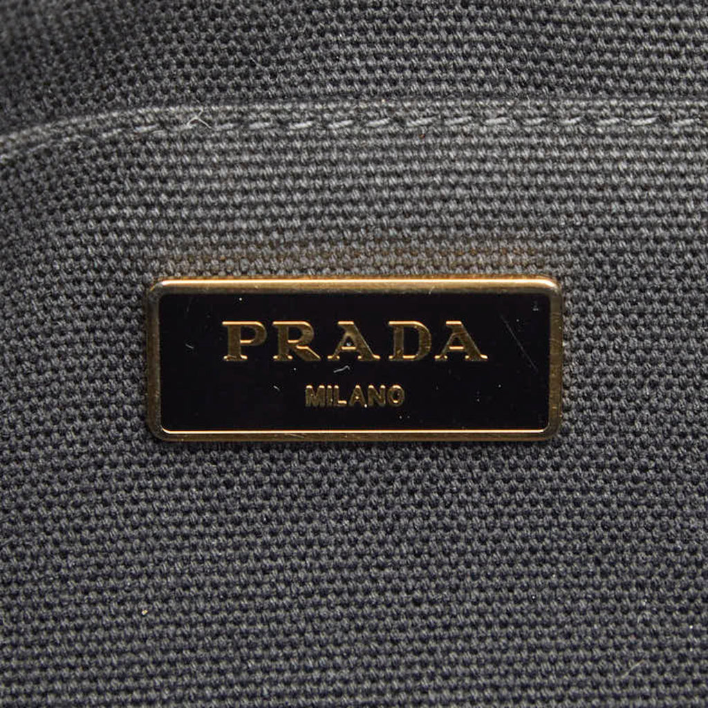 Prada Black Canapa Canvas Handbag (Pre-Owned)