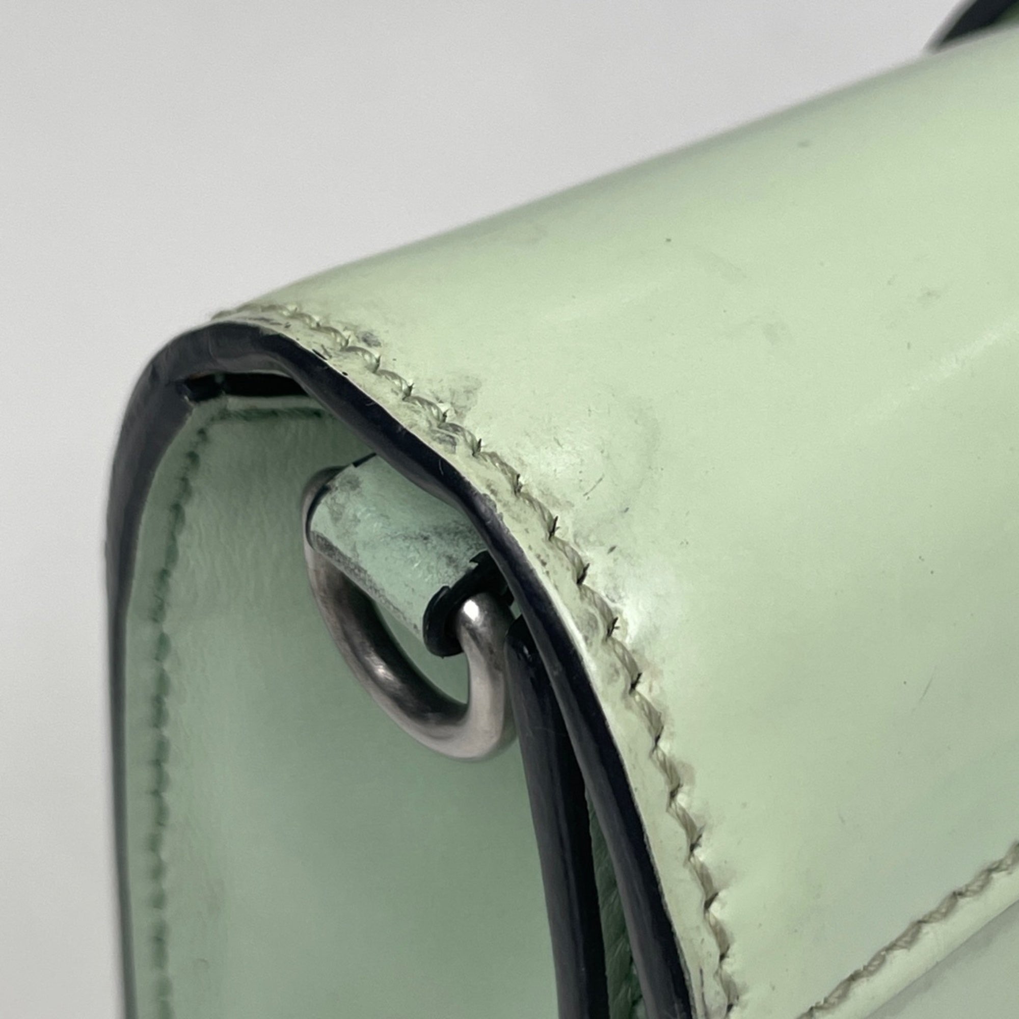 Prada Green Leather Clutch Bag Shoulder Bag (Pre-Owned)