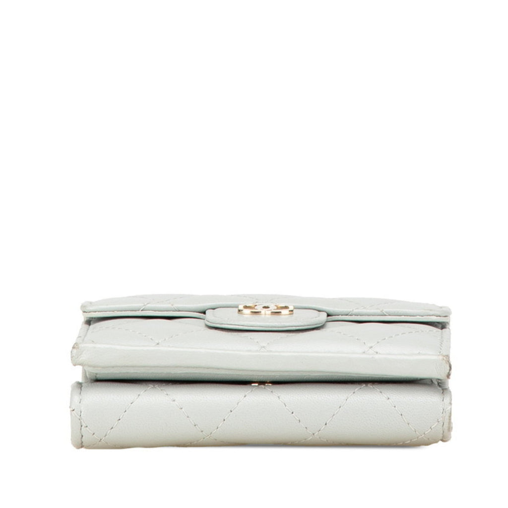 Chanel Gray Leather Wallet (Tri-Fold) (Pre-Owned)
