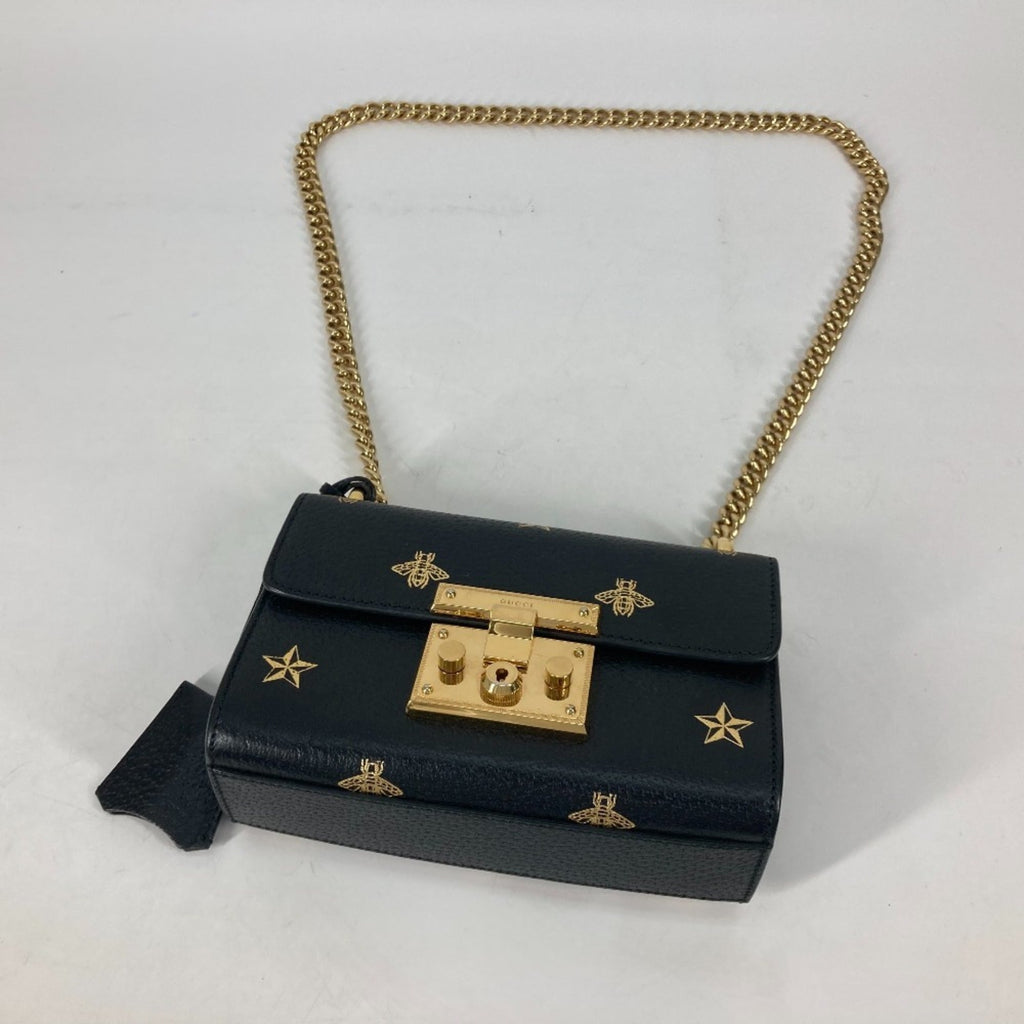 Gucci Black Gold Leather Pochette Shoulder Bag (Pre-Owned)