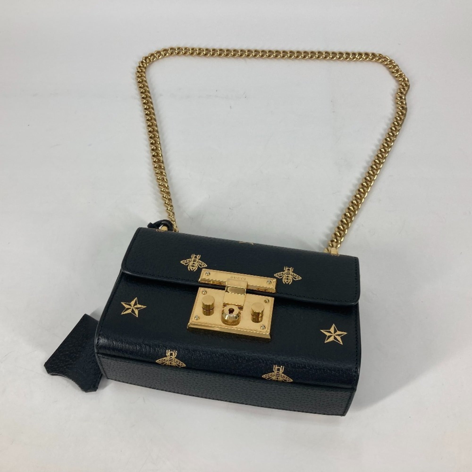 Gucci Black Gold Leather Pochette Shoulder Bag (Pre-Owned)
