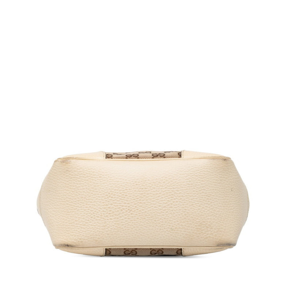 Gucci Beige Ivory Canvas Leather Handbag Shoulder Bag (Pre-Owned)