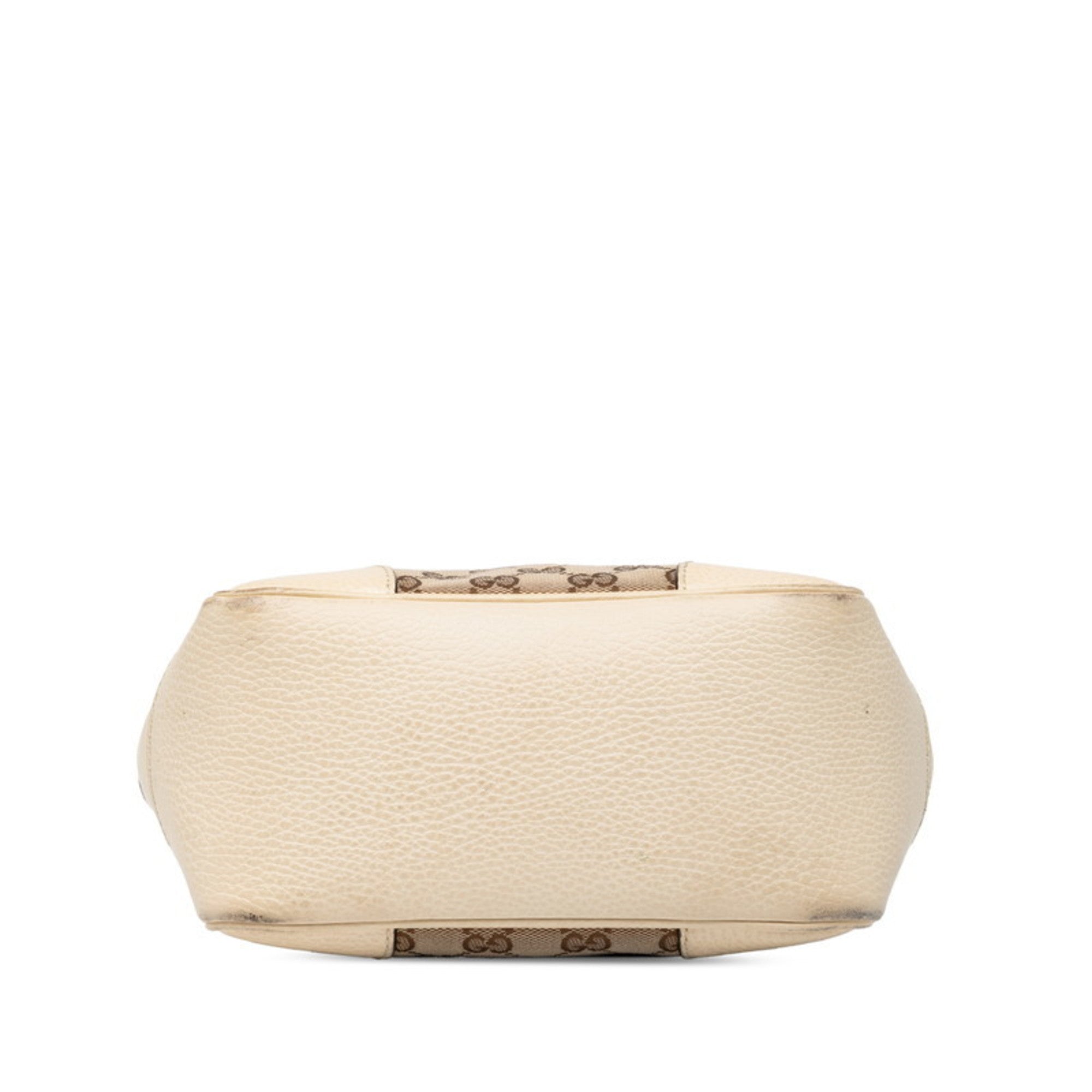 Gucci Beige Ivory Canvas Leather Handbag Shoulder Bag (Pre-Owned)