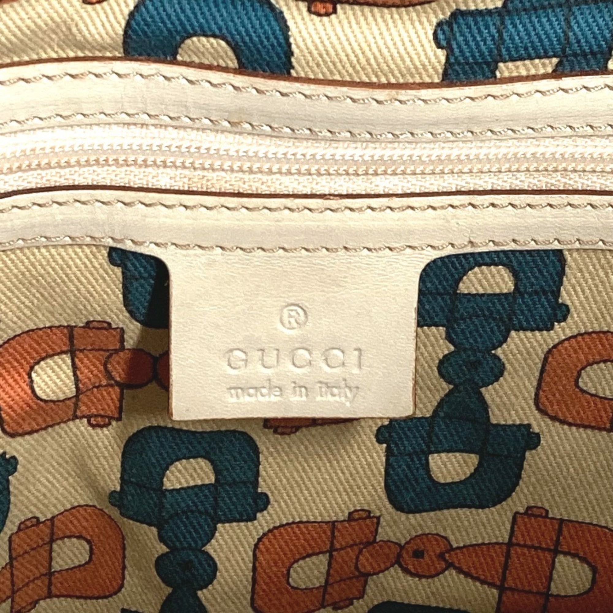 Gucci Off-White Leather Shoulder Bag Tote Bag (Pre-Owned)