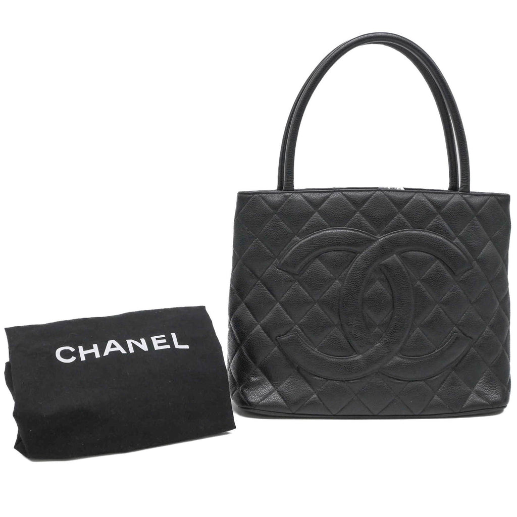 Chanel Black Grained Calfskin Handbag Tote Bag (Pre-Owned)